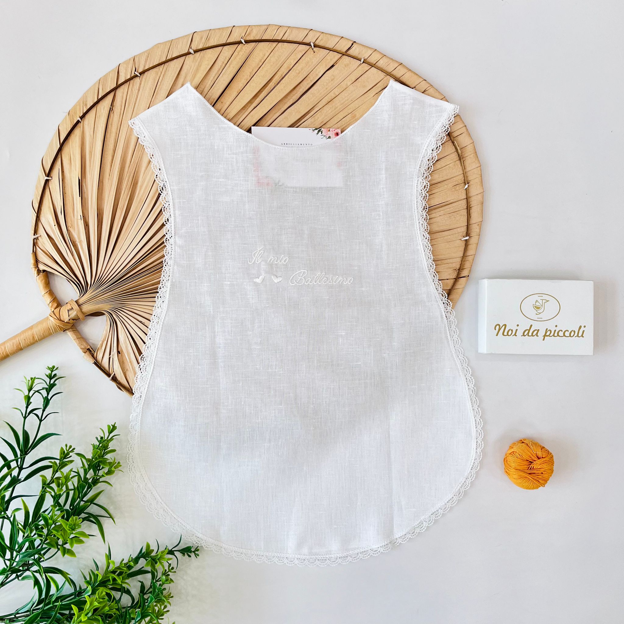 VESTE BATTESIMALE 100% lino BIANCO - Noi da piccoli