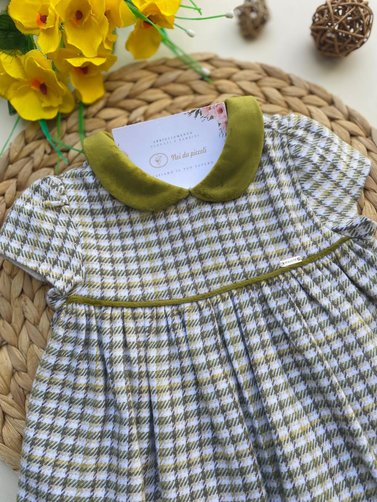 VESTINA A SCACCHI FILATO CALDO VERDE - Noi da piccoli