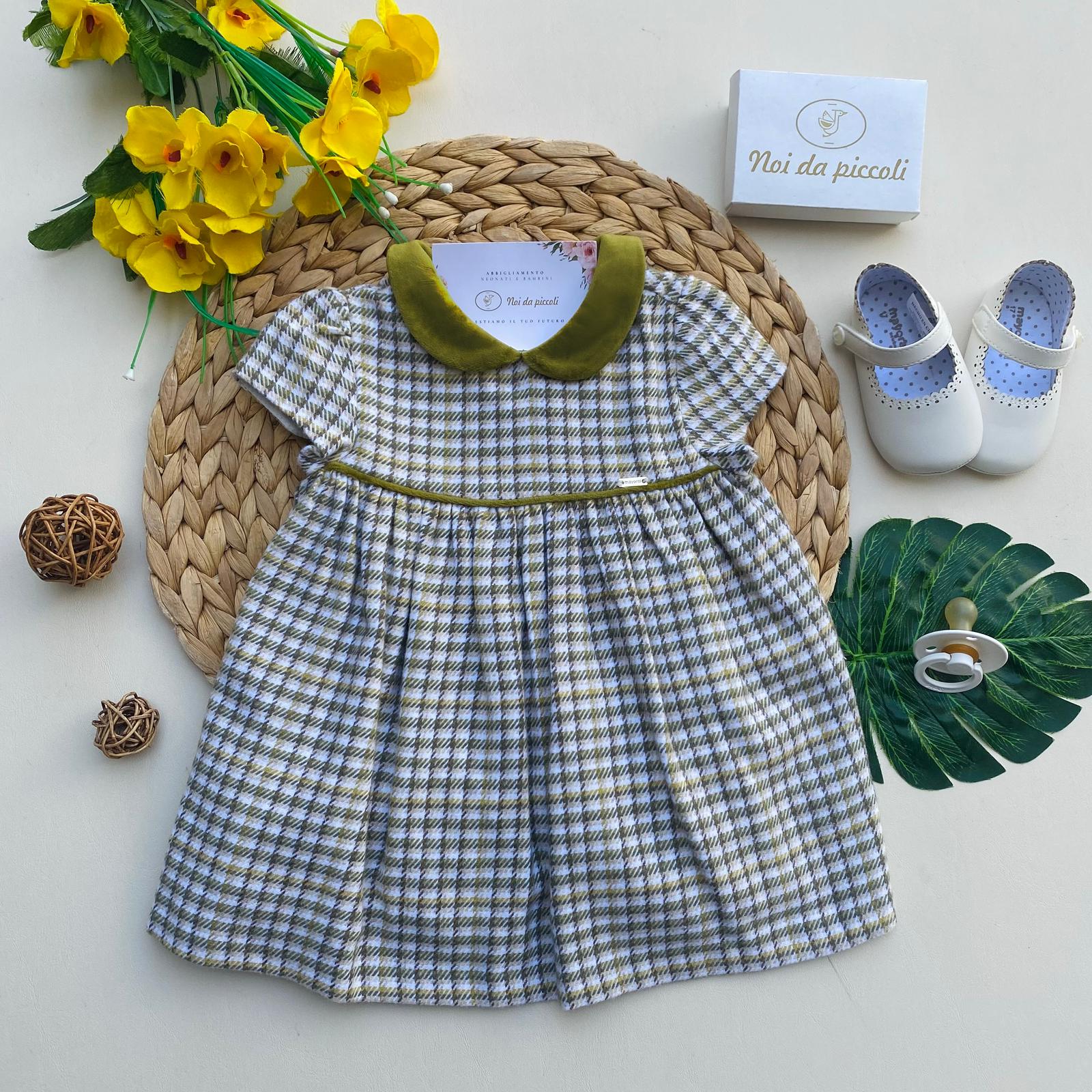 VESTINA A SCACCHI FILATO CALDO VERDE - Noi da piccoli