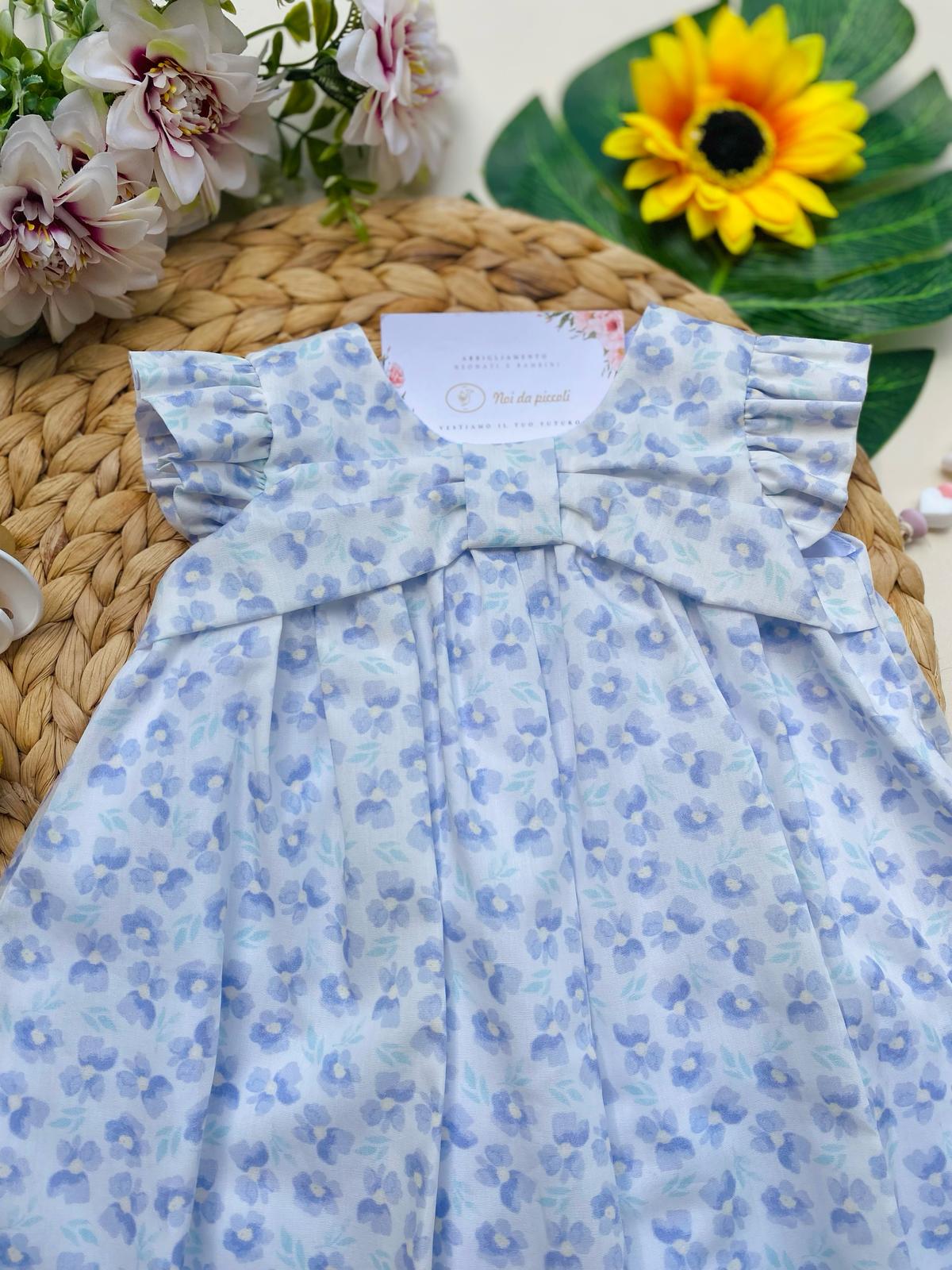 VESTINA BIANCA CON FIORELLINI LILLA - Noi da piccoli