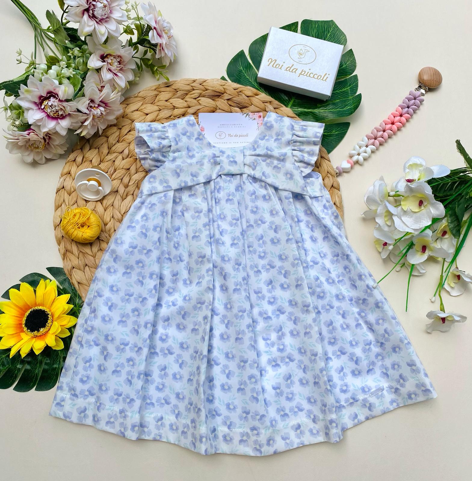 VESTINA BIANCA CON FIORELLINI LILLA - Noi da piccoli