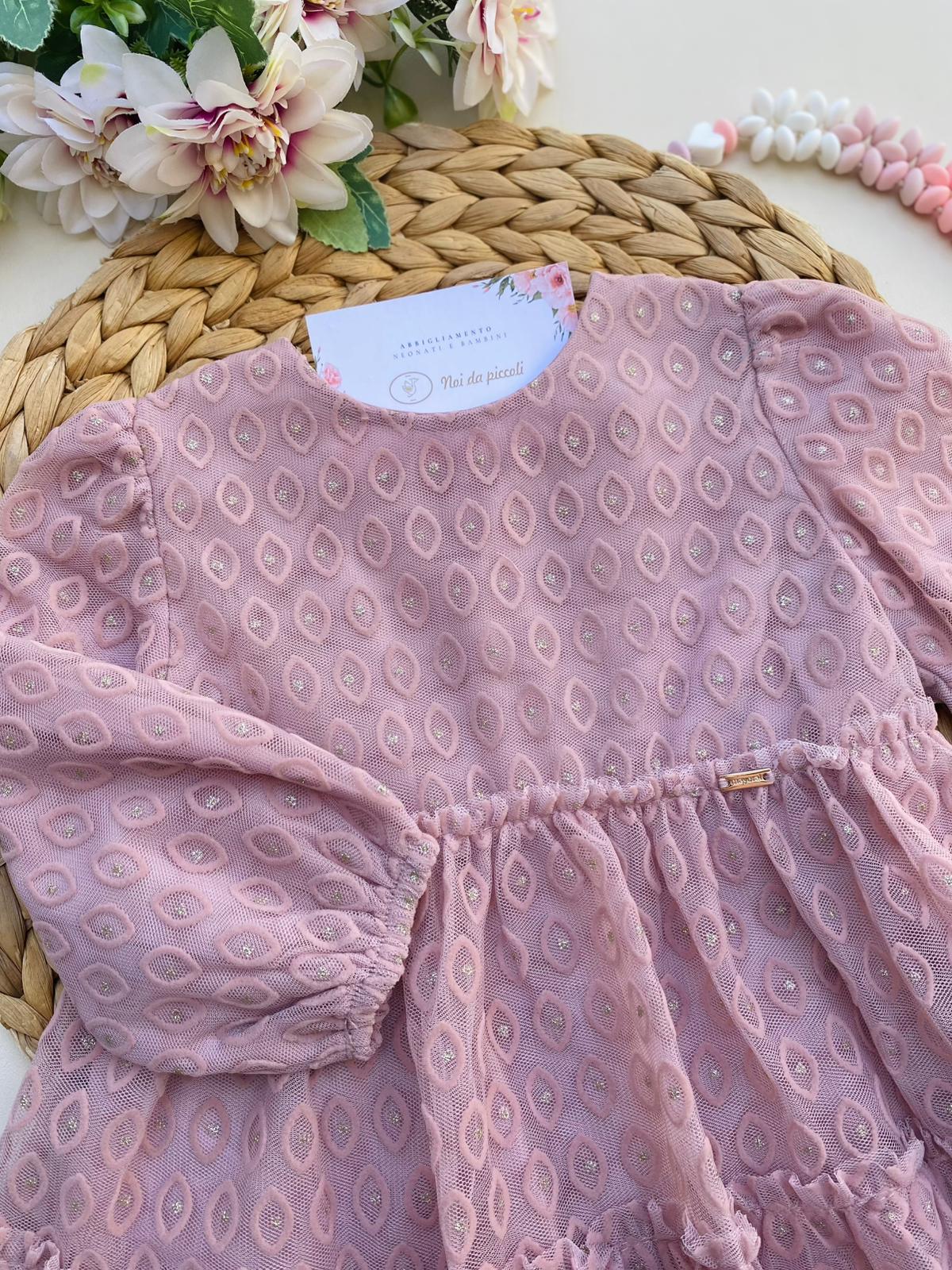 VESTINA CALDO COTONE CON BRILLANTINI ROSA - Noi da piccoli