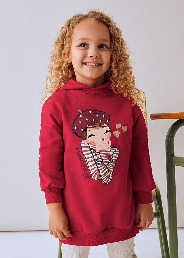 VESTINA CON CAPPUCCCIO GIRL IN FELPA Rosso - Noi da piccoli
