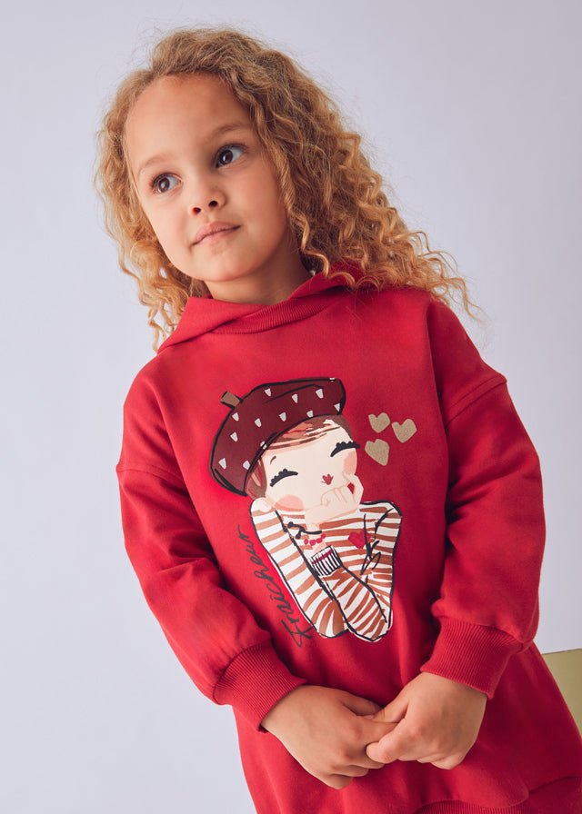VESTINA CON CAPPUCCCIO GIRL IN FELPA Rosso - Noi da piccoli