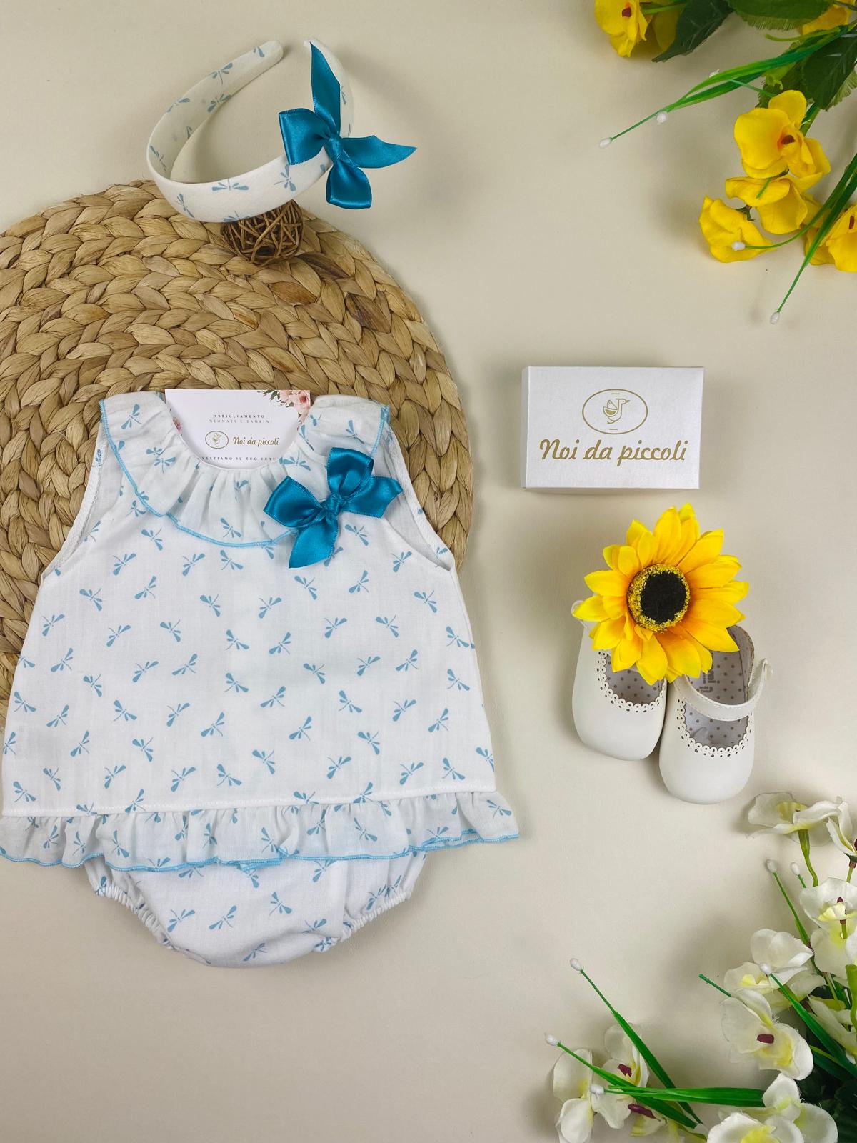 VESTINA CON CULOTTE 100 % COTONE Bianco - Noi da piccoli