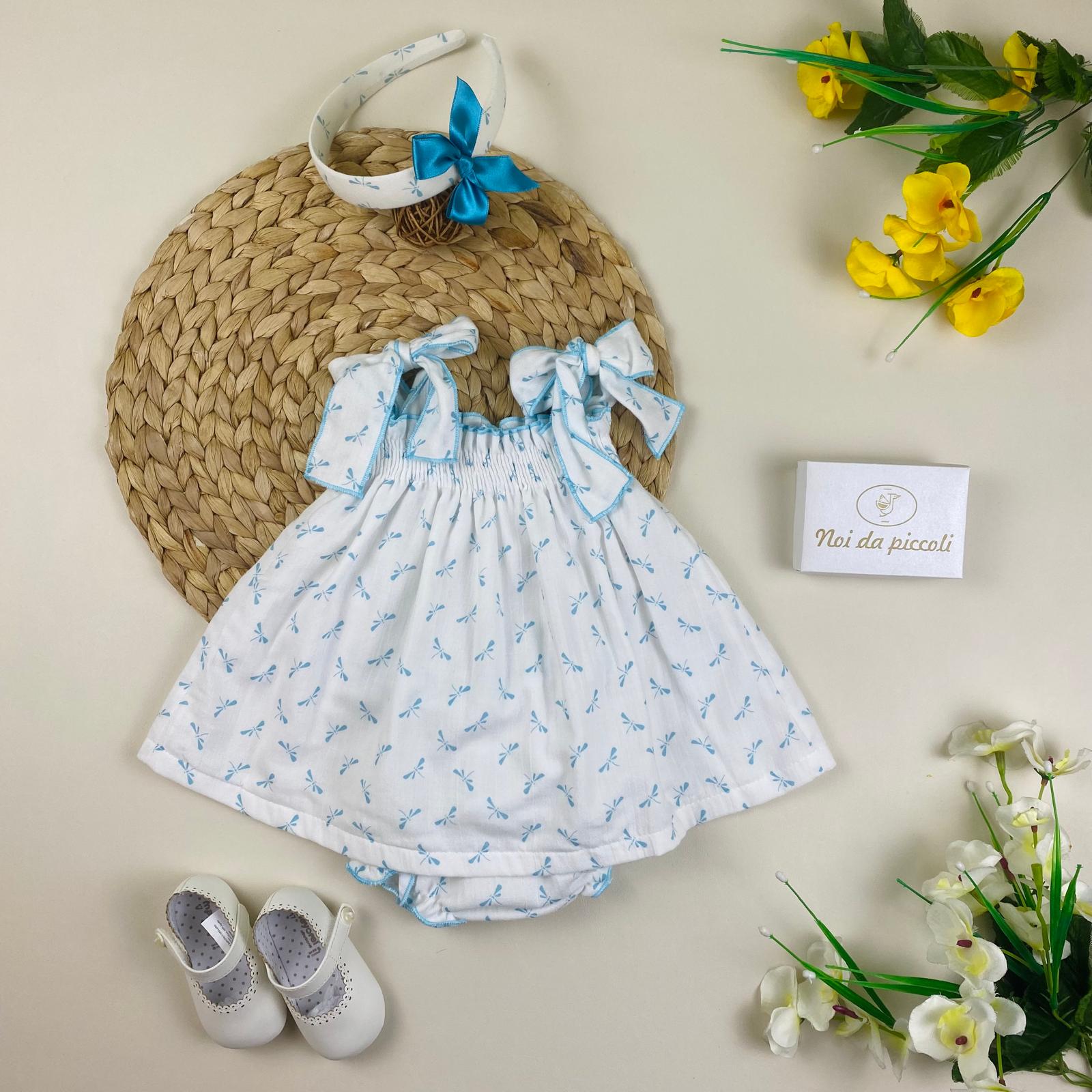 VESTINA CON CULOTTE 100 % COTONE Turchese - Noi da piccoli