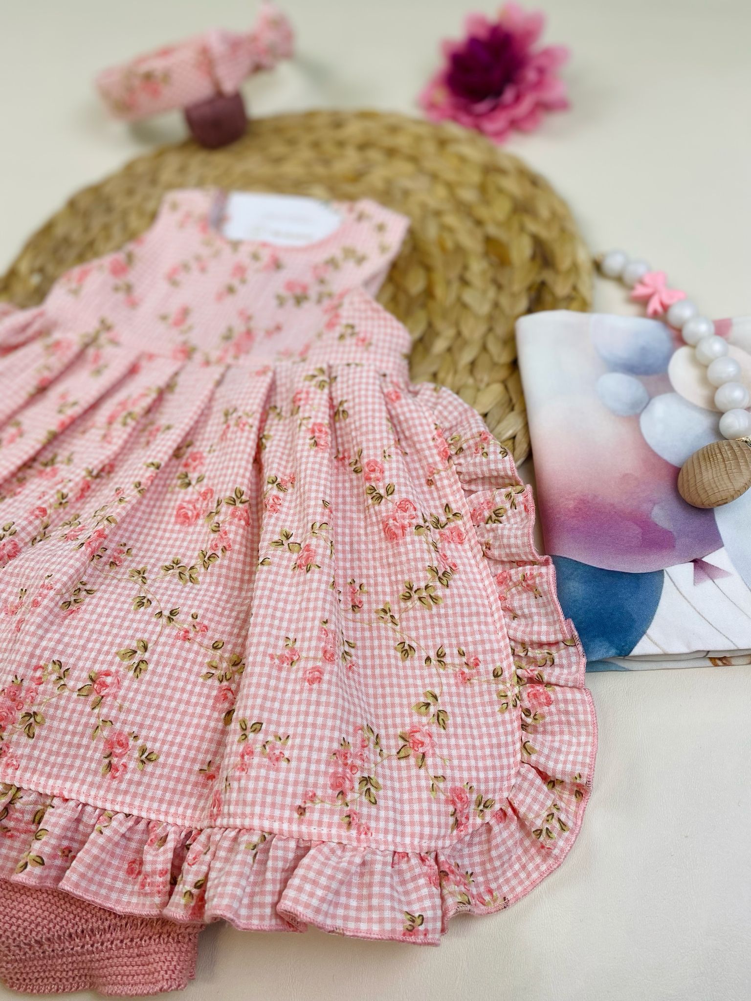 VESTINA CON CULOTTE Cotone Rosa - Noi da piccoli