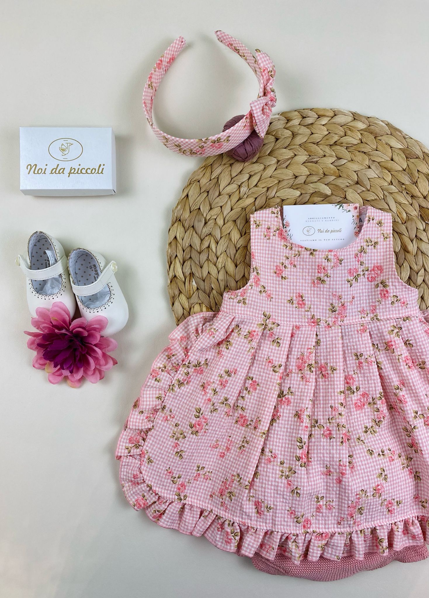 VESTINA CON CULOTTE Cotone Rosa - Noi da piccoli