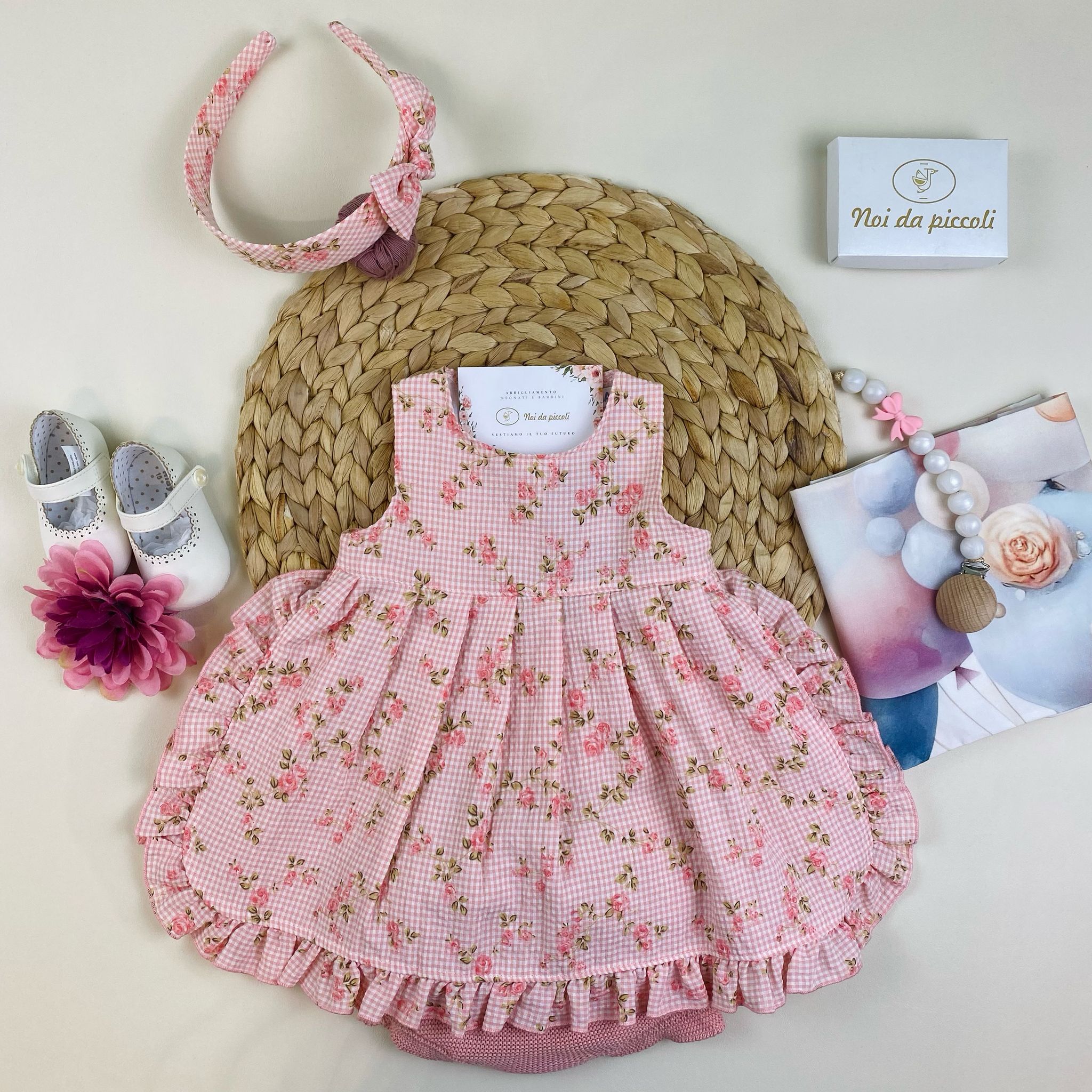 VESTINA CON CULOTTE Cotone Rosa - Noi da piccoli