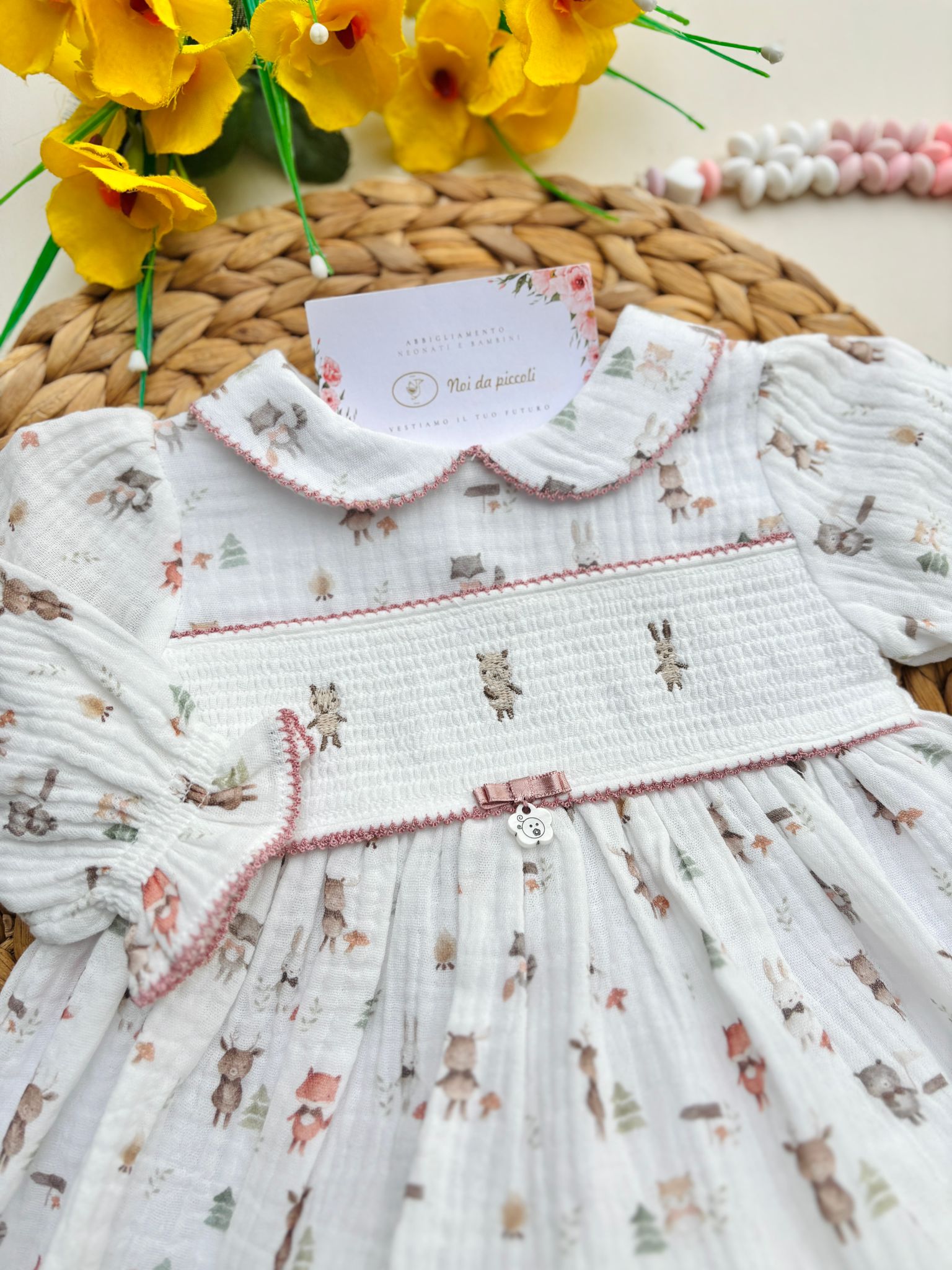 VESTINA CON CULOTTINA IN CALDO COTONE BIANCO - Noi da piccoli