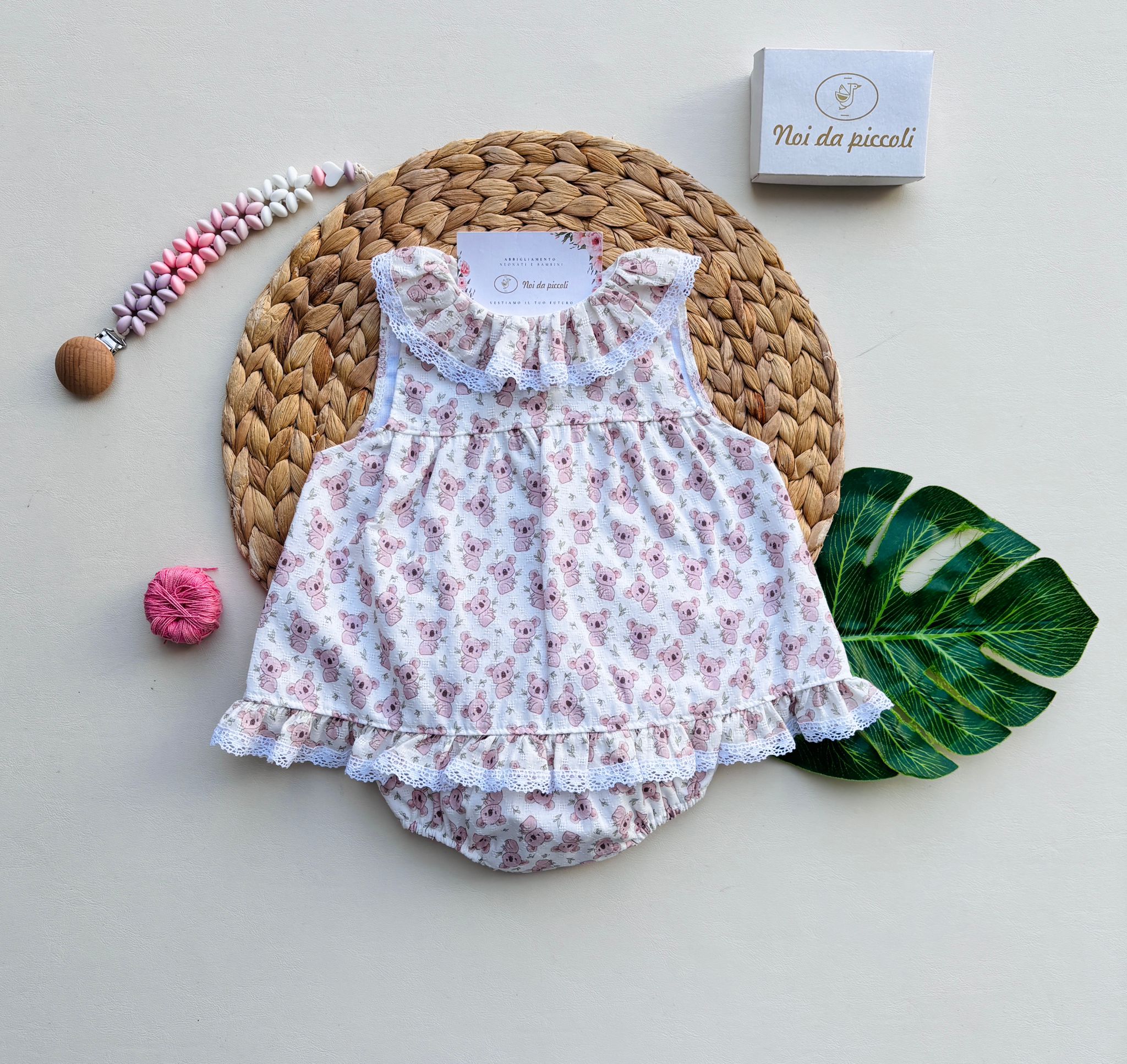 VESTINA CON CULOTTINA IN COTONE CON KOALA ROSA - Noi da piccoli