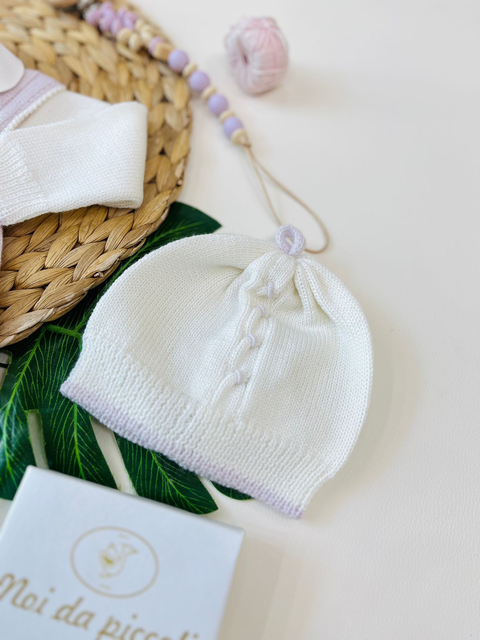 VESTINA CON PARURE REGINA 100% LANA MERINO LILLA - Noi da piccoli