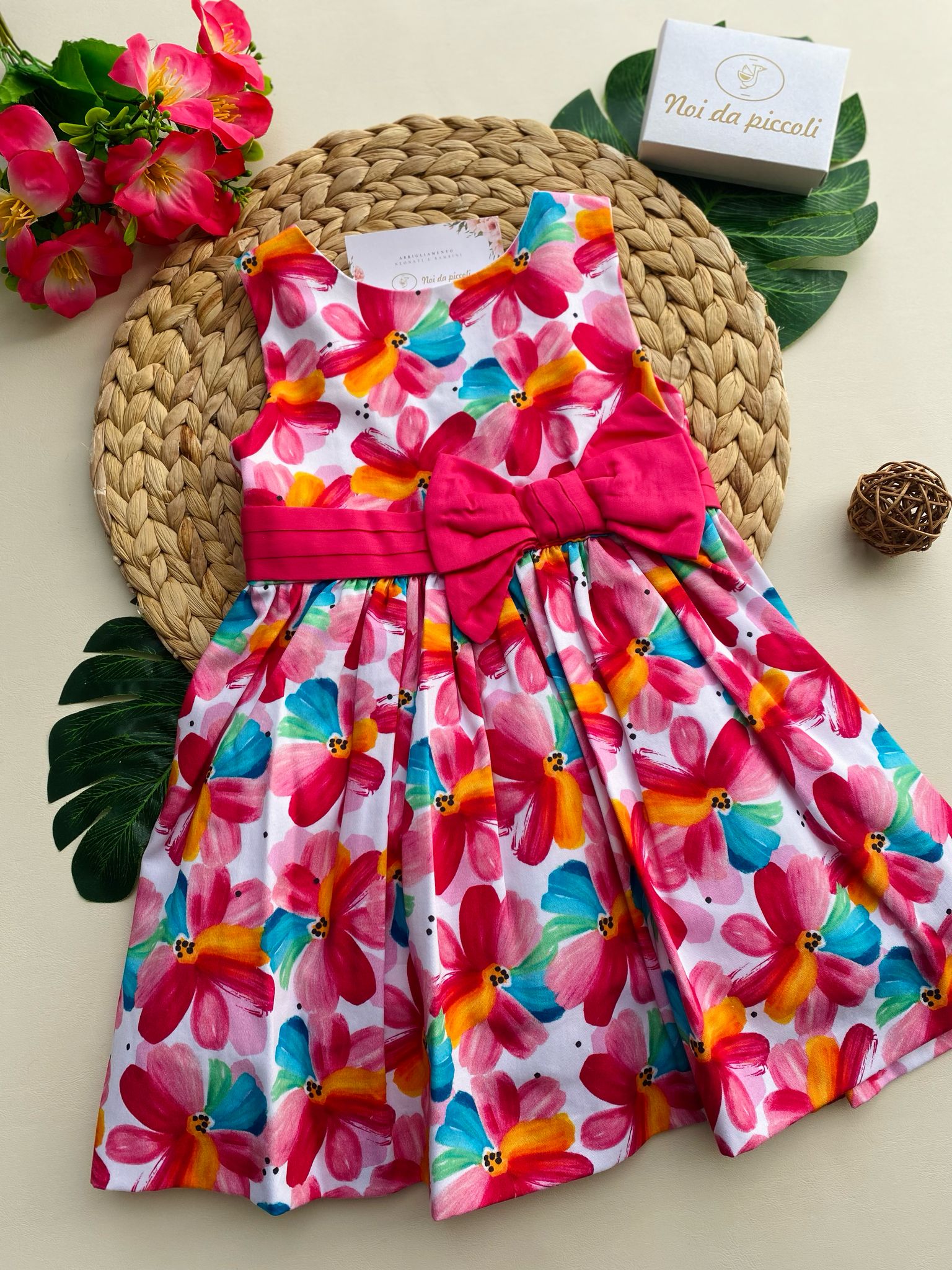 vestina Cotone CON FANTASIA FLOREALE E FIOCCHETTINO - Noi da piccoli