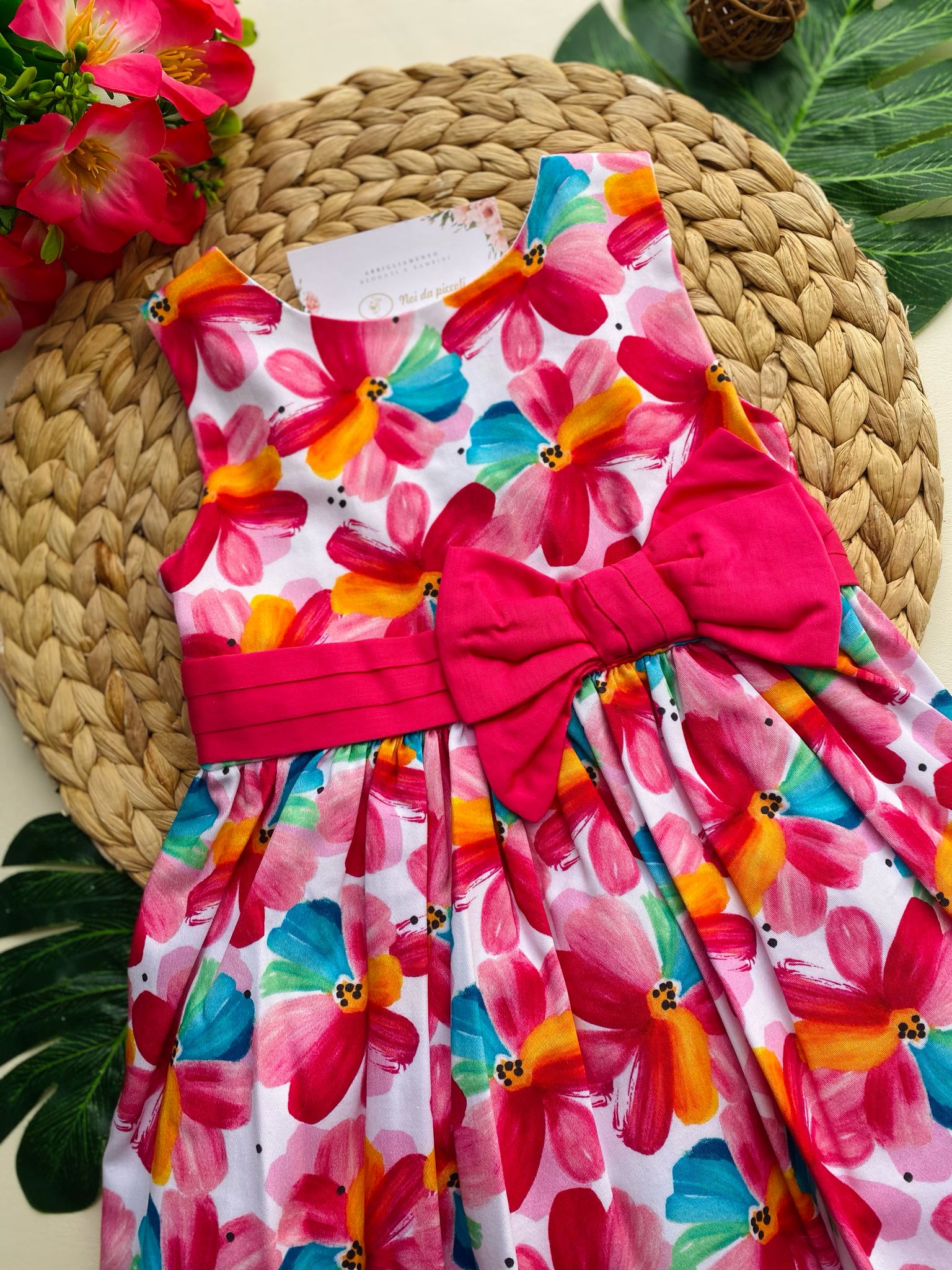 vestina Cotone CON FANTASIA FLOREALE E FIOCCHETTINO - Noi da piccoli