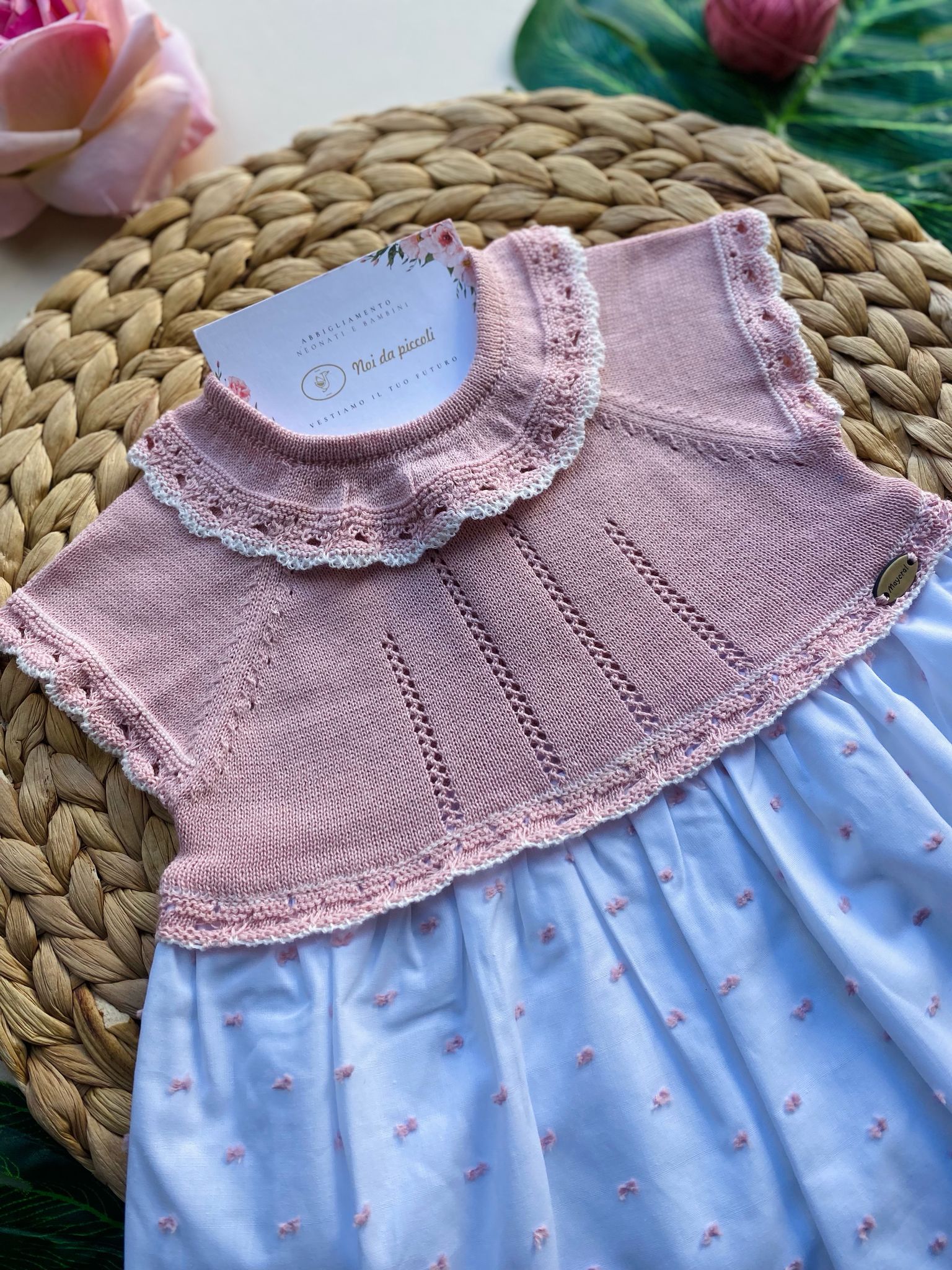 vestina Cotone Rosa E BIANCO - Noi da piccoli