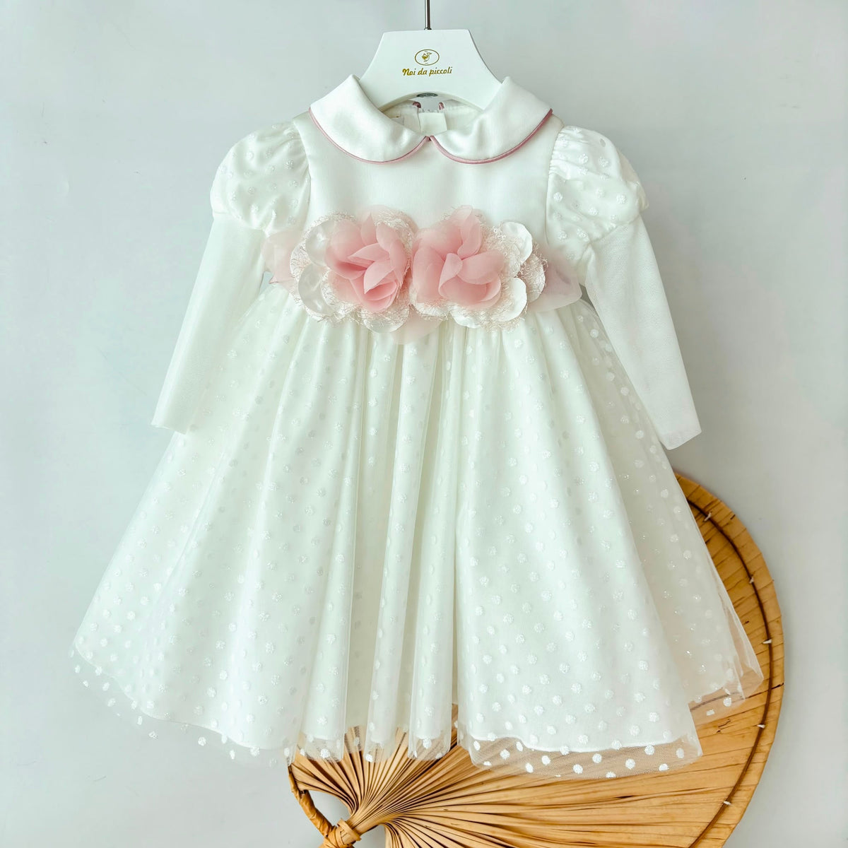 Vestina Fascia di Fiori e Pois Bianco Evi - Noi da piccoli