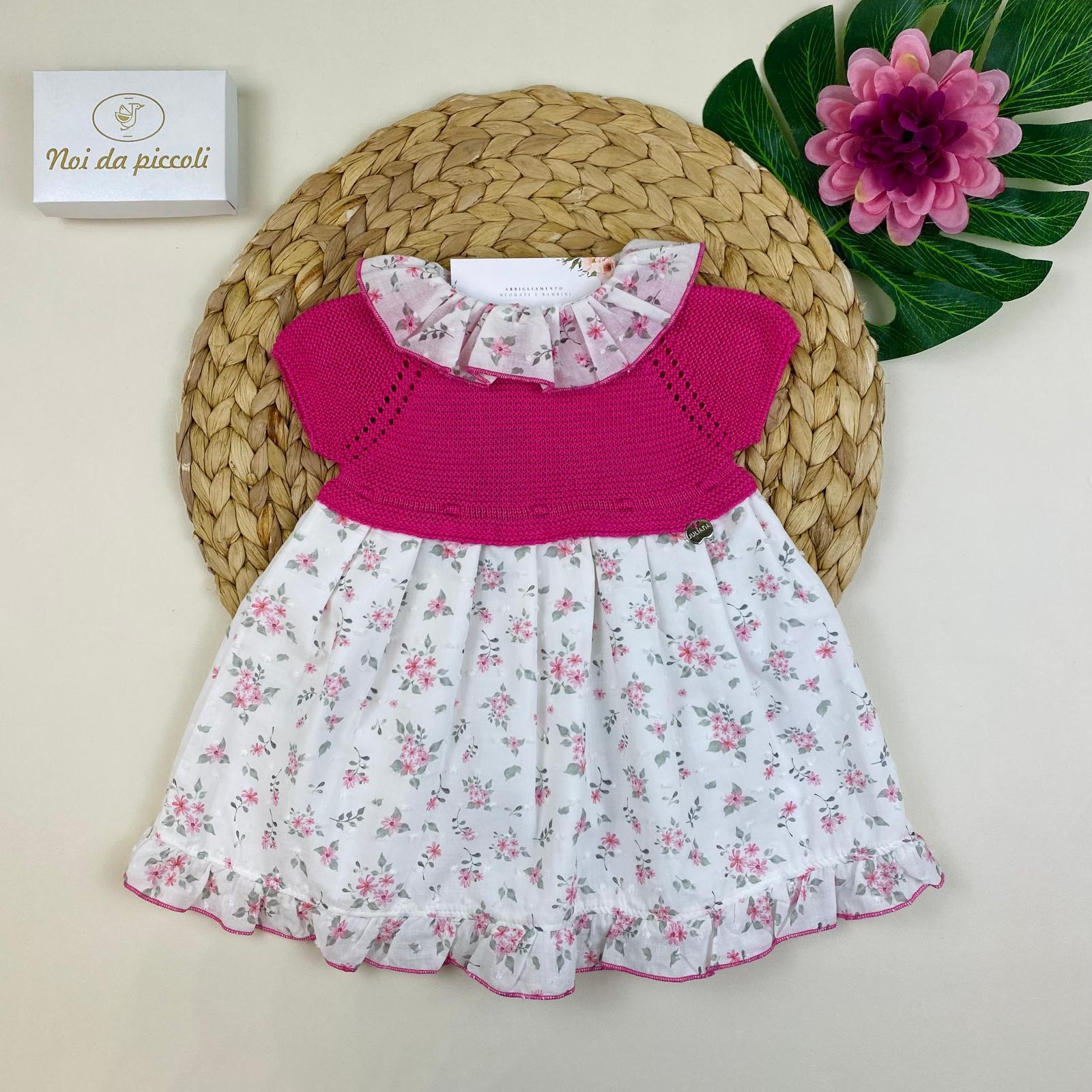 VESTINA FILATO E COTORE FUCSIA E FIORI - Noi da piccoli