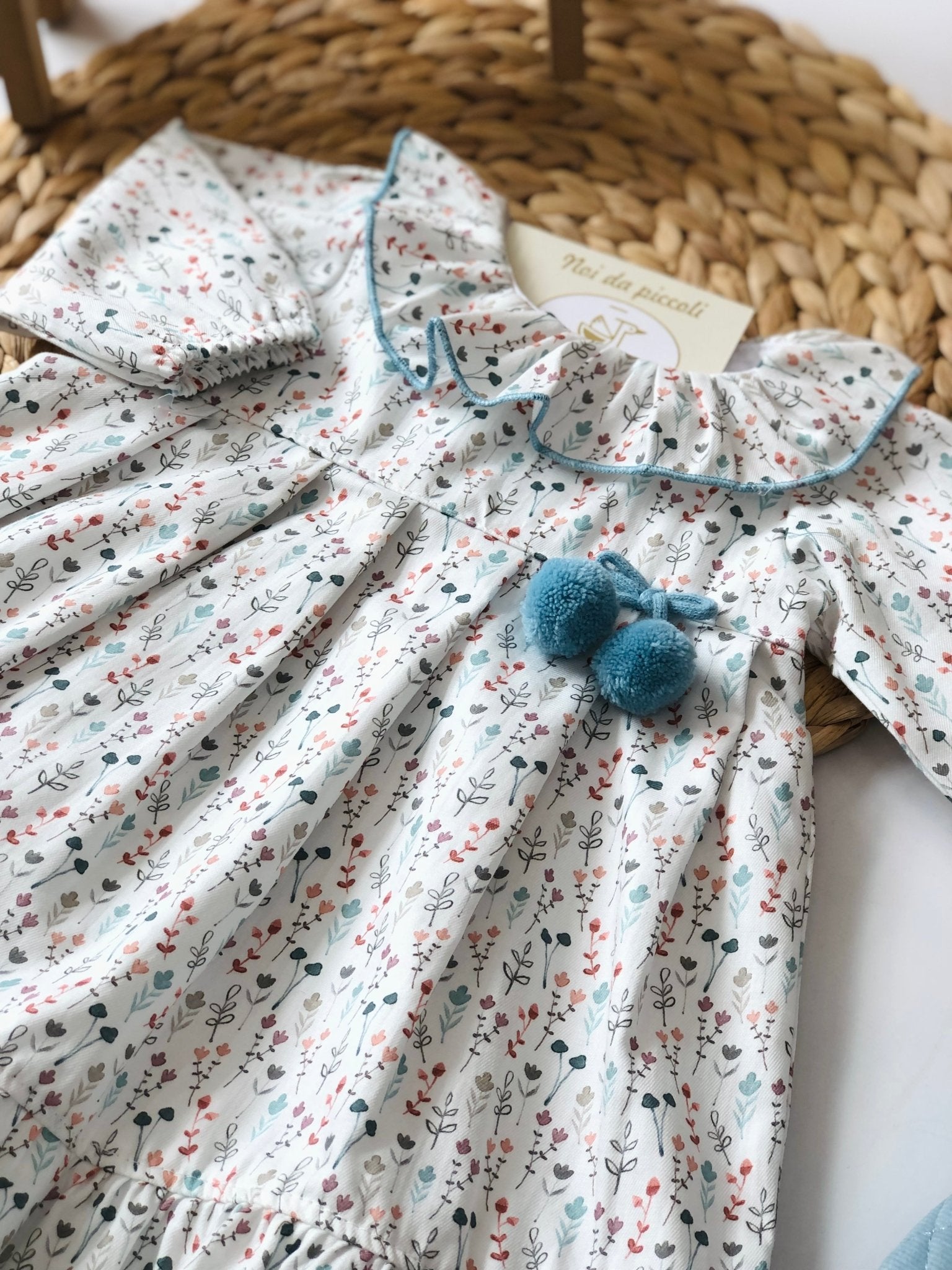 VESTINA IN CALDO COTONE FLORES AZUL NUBE - Noi da piccoli