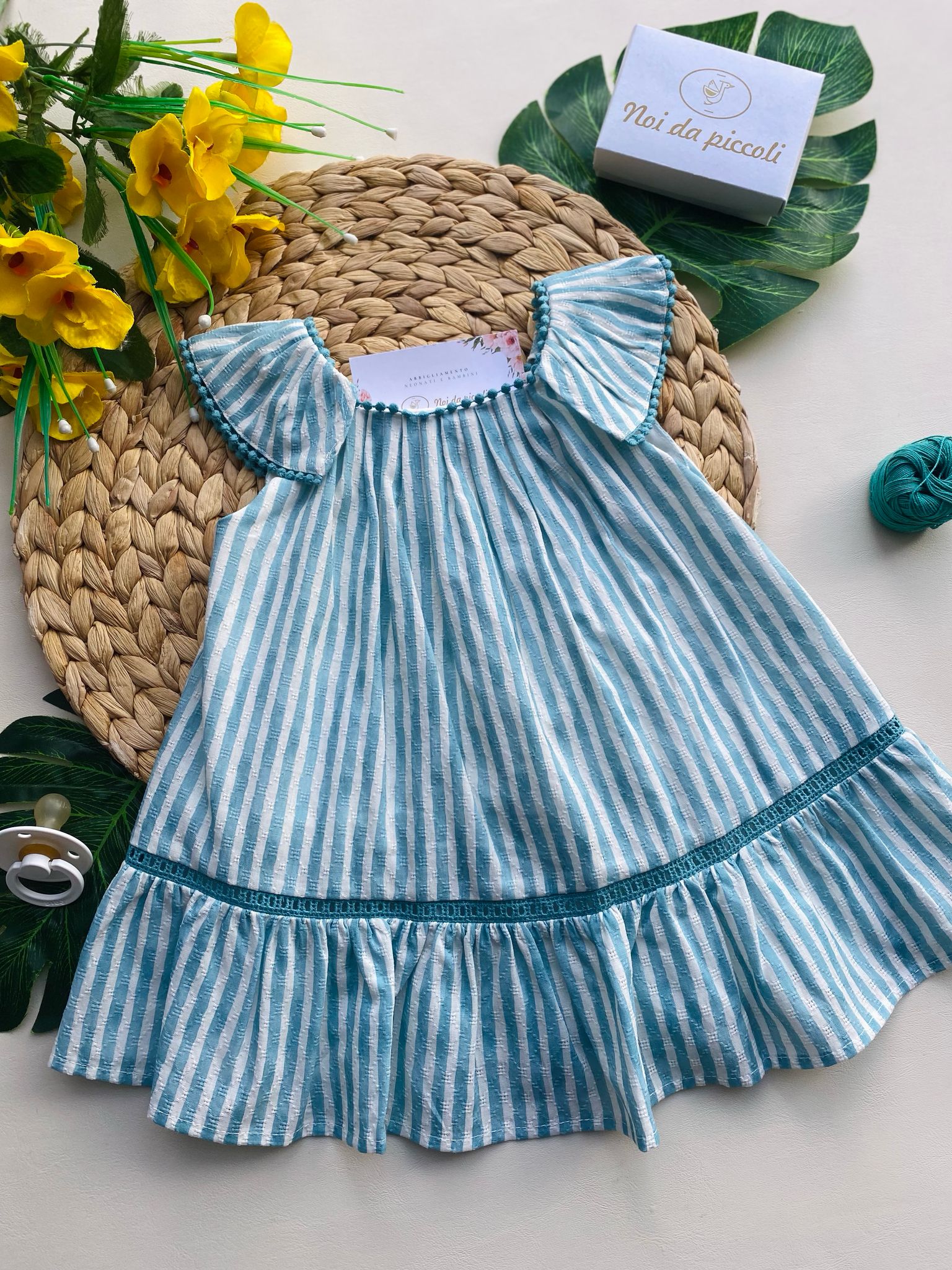 vestina in colorazione bianco e verde a righe - Noi da piccoli