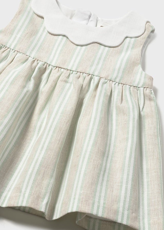 VESTINA IN COTONE A RIGHE BEIGE E VERDE - Noi da piccoli