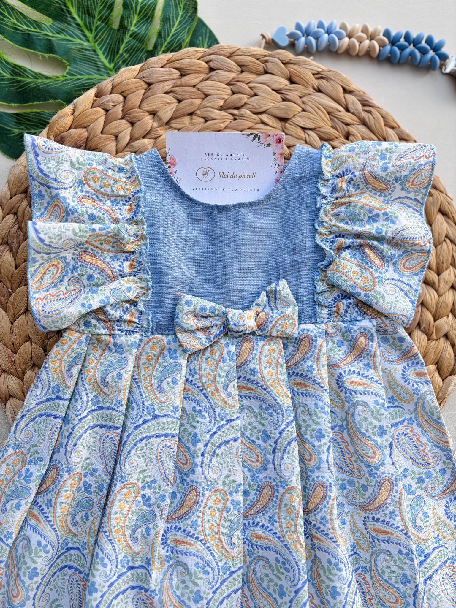 VESTINA IN COTONE CON DISEGNINI COLORATI CIELO - Noi da piccoli