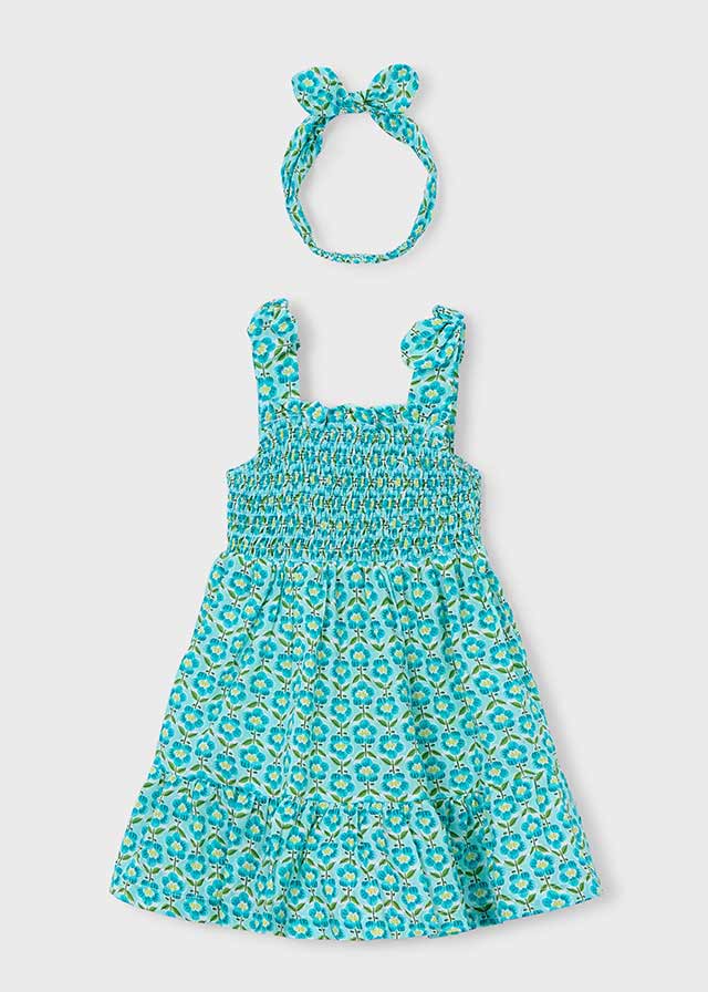 VESTINA IN COTONE CON FIORELLINI VERDE - Noi da piccoli