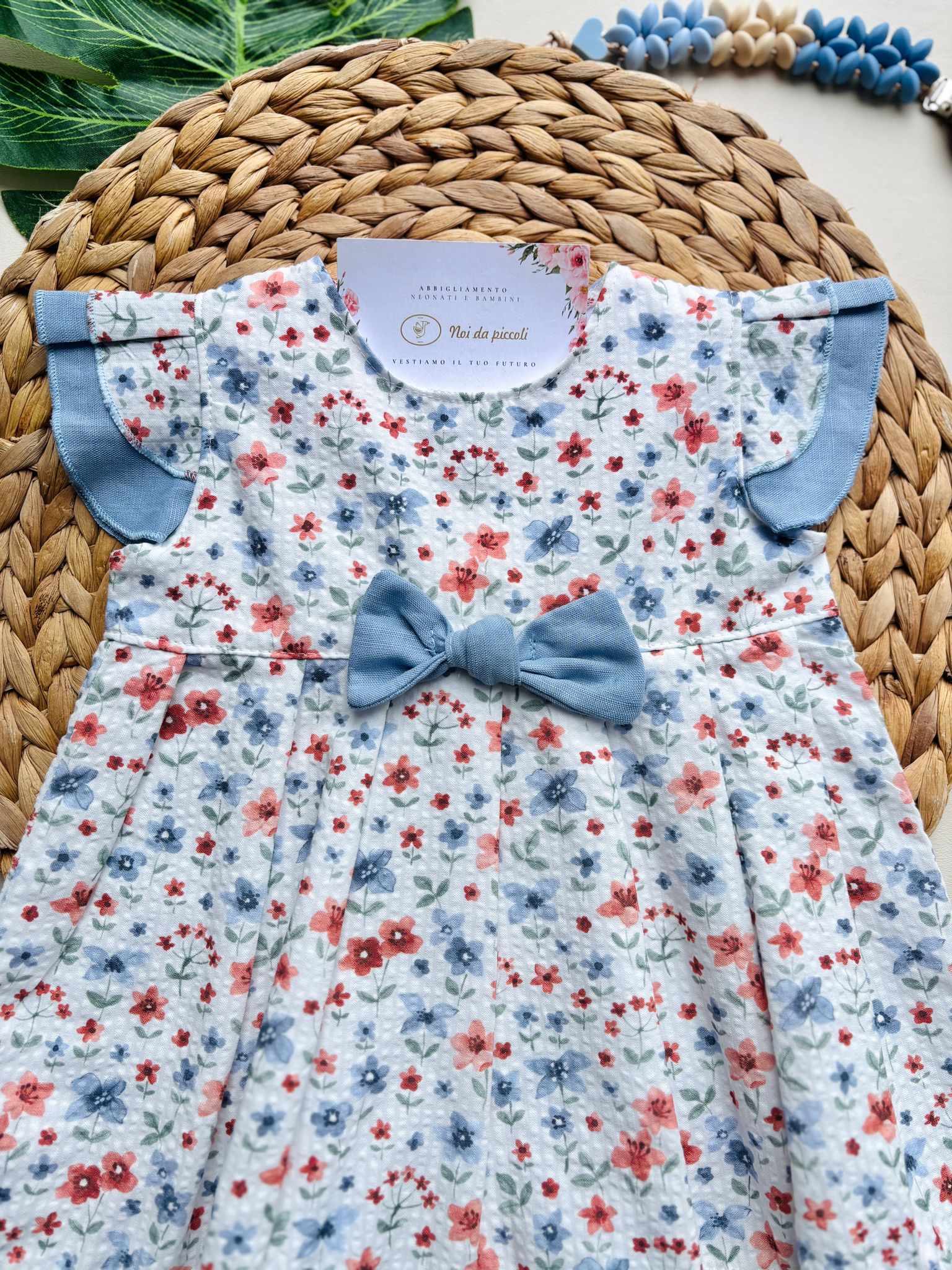 VESTINA IN COTONE FLOREALE CON FIOCCHETTINO CENTRALE AZUL NIZA - Noi da piccoli