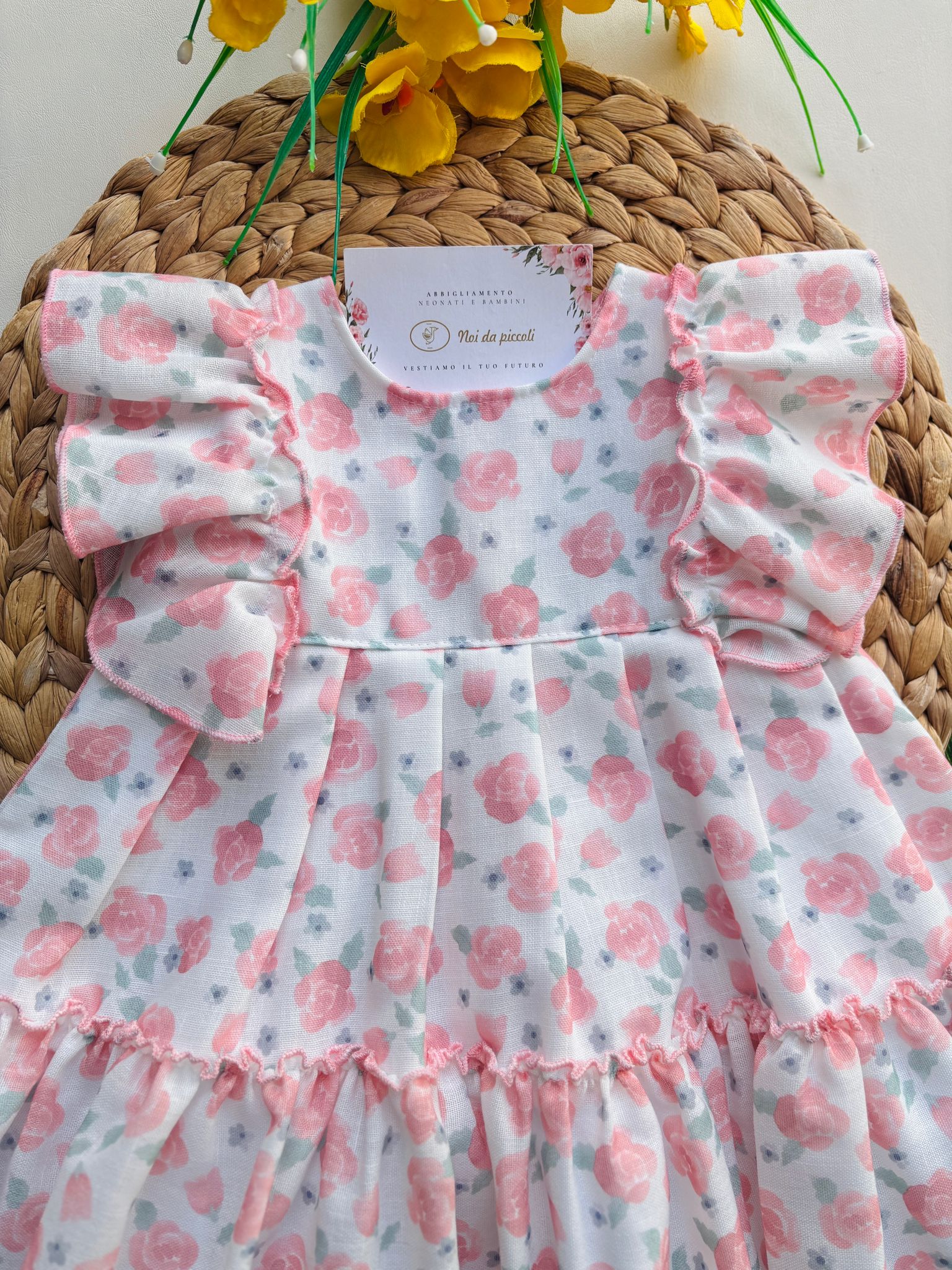 VESTINA IN COTONE FLOREALE ROSA EMPOLVADO - Noi da piccoli