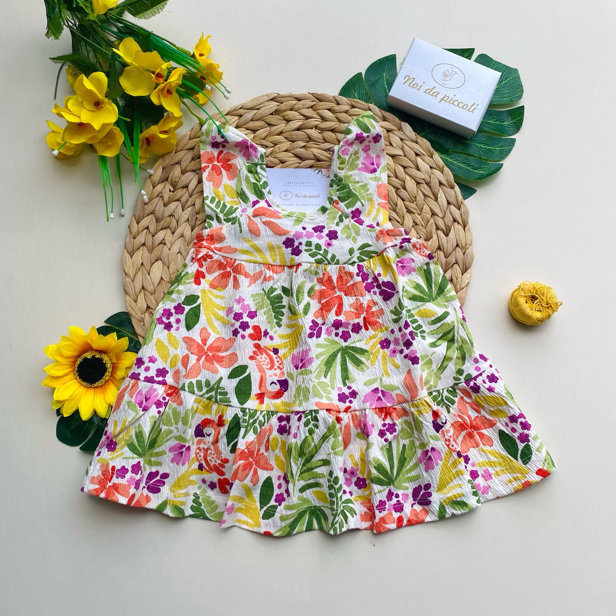 VESTINA IN COTONE IN FANTASIA FLOREALE COLORATA - Noi da piccoli