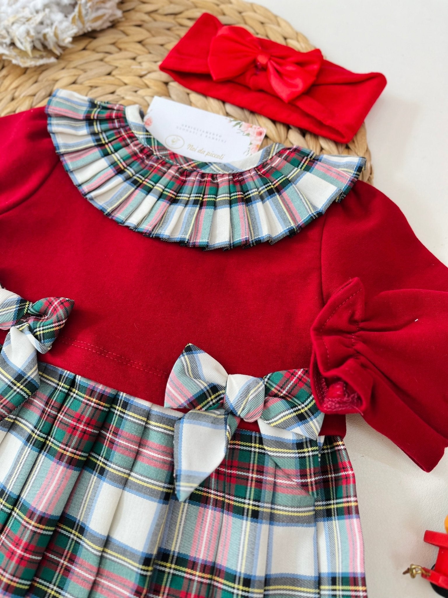 VESTINA IN FELPA ROSSO E SCOZZESE - Noi da piccoli