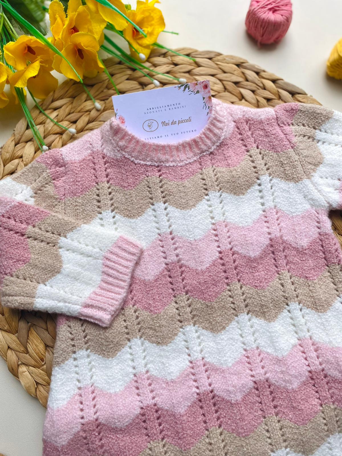 VESTINA IN FILATO CALDO COLORATA FILATO CALDO CUARZO - Noi da piccoli