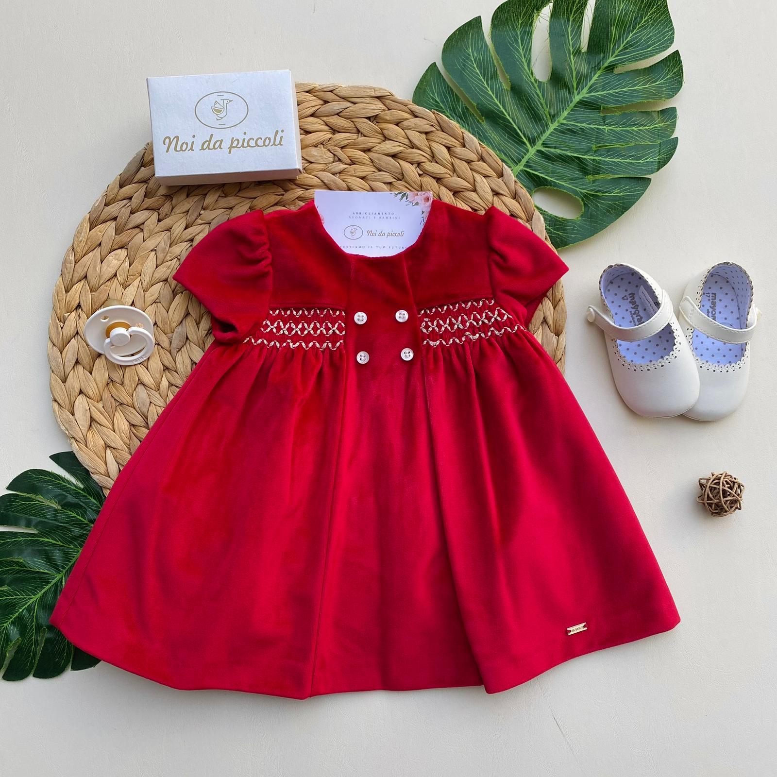 VESTINA IN VELLUTO GUINDA - Noi da piccoli