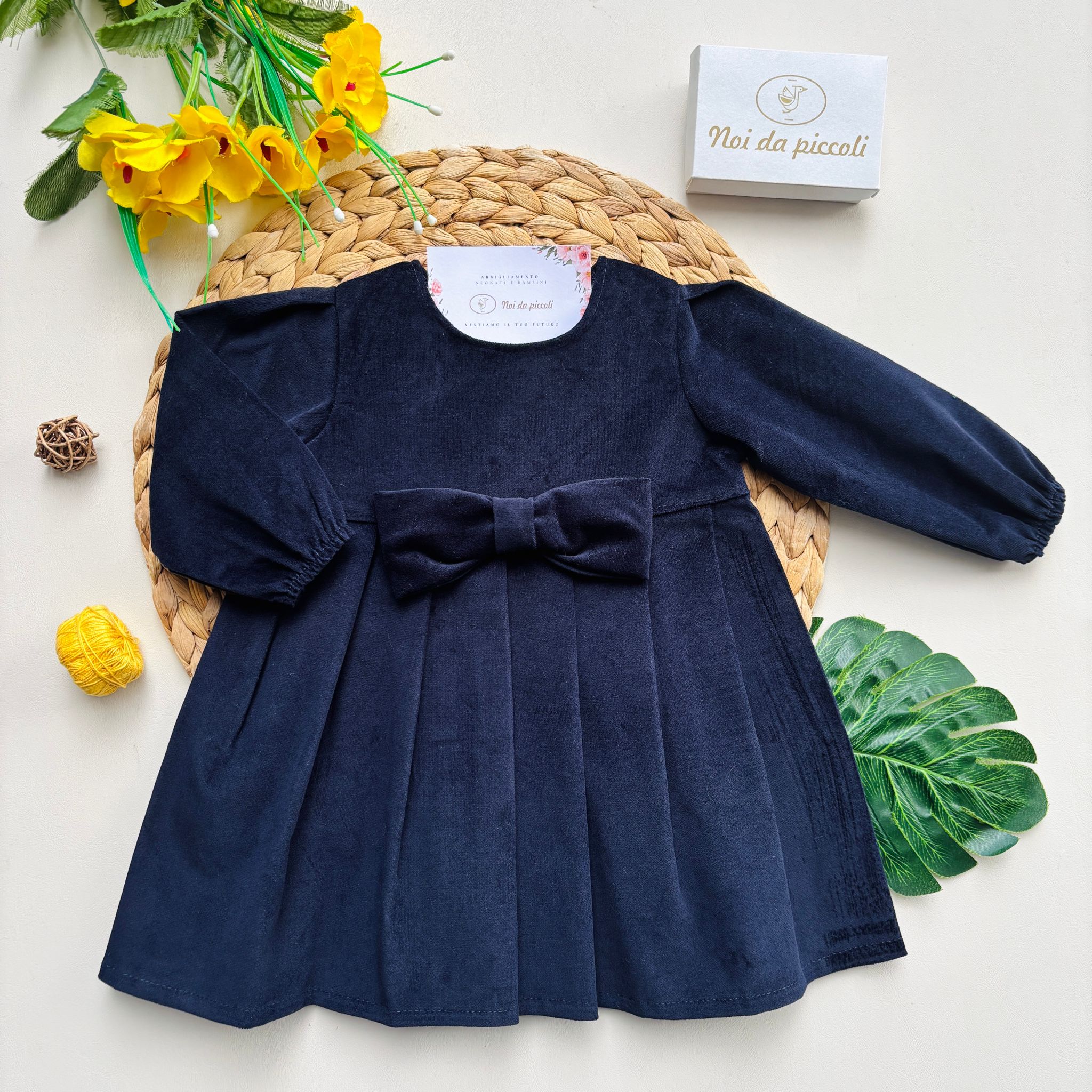 VESTINA IN VELLUTO MARINO - Noi da piccoli