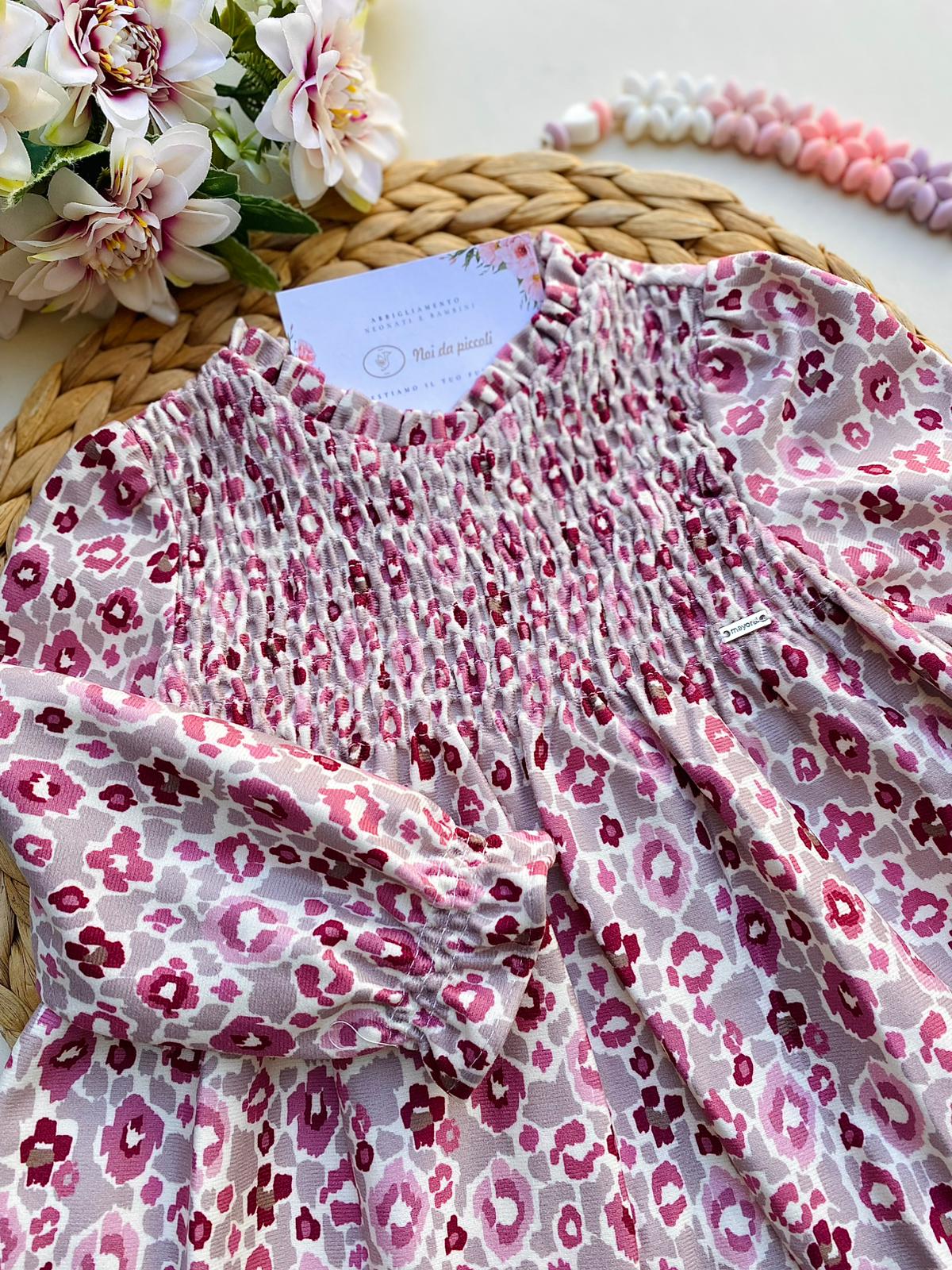 VESTINA IN VELLUTO RASATO CON FIORELLINI CUARZO - Noi da piccoli