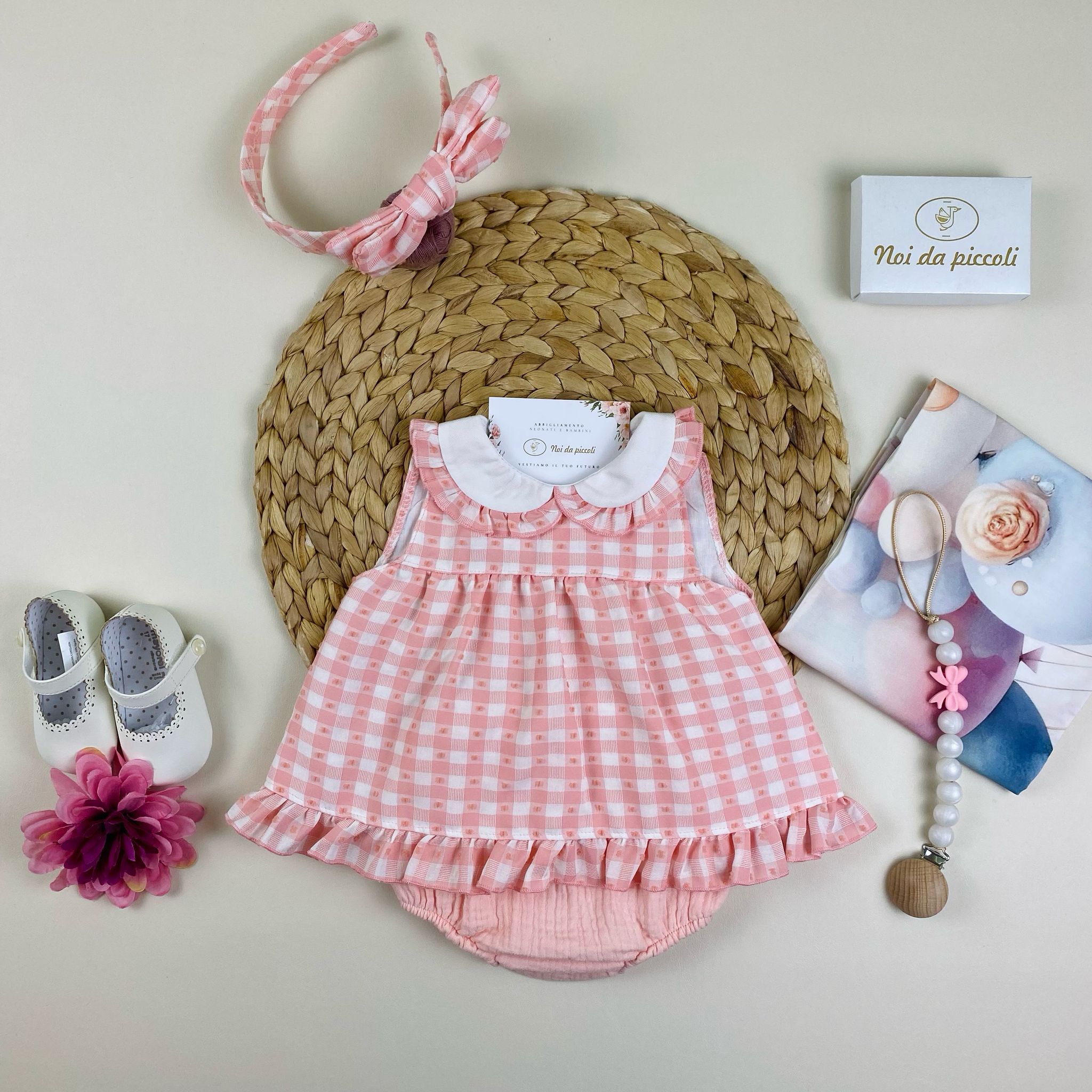 vestina Rosa a quadri - Noi da piccoli