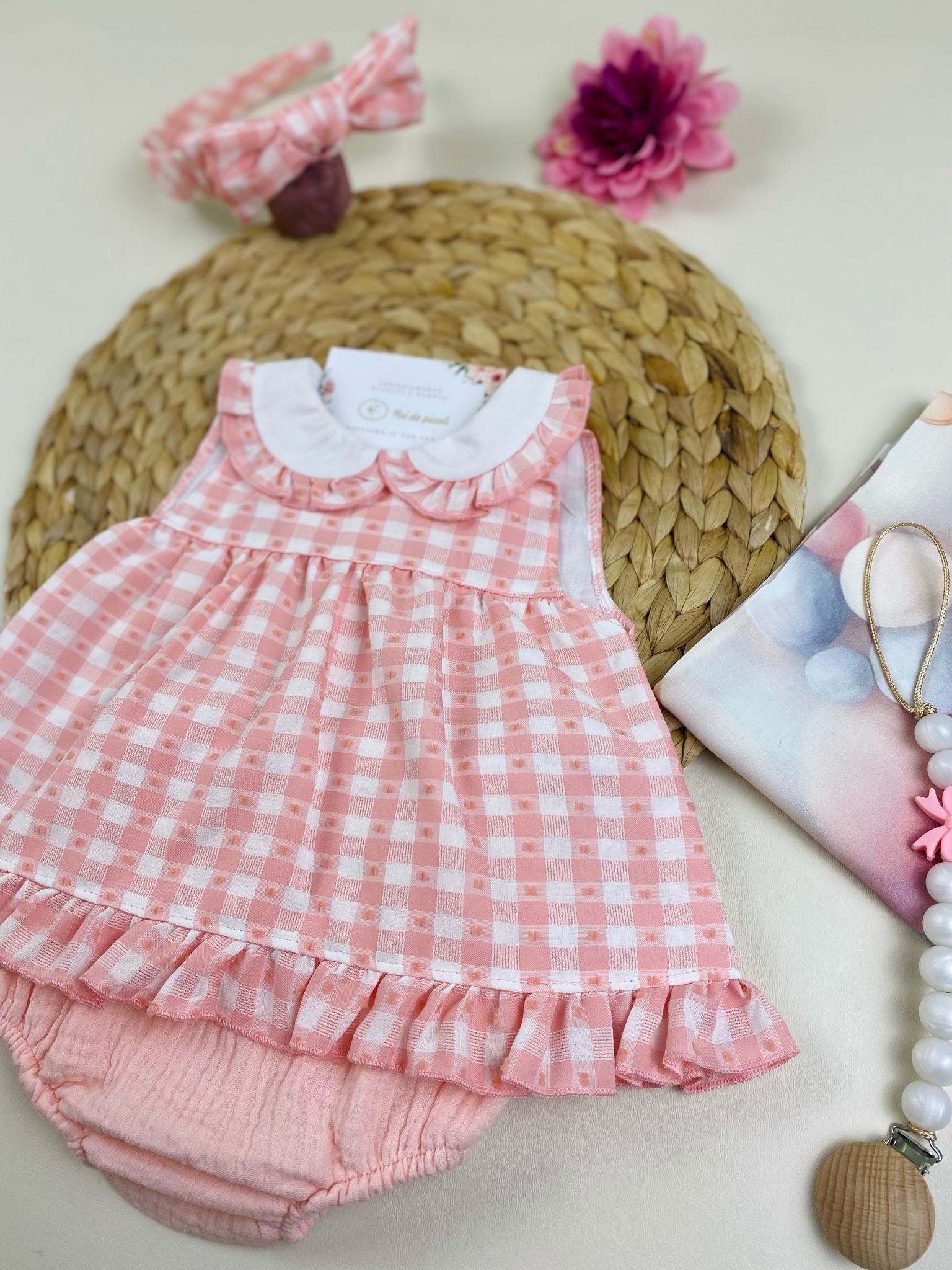 vestina Rosa a quadri - Noi da piccoli