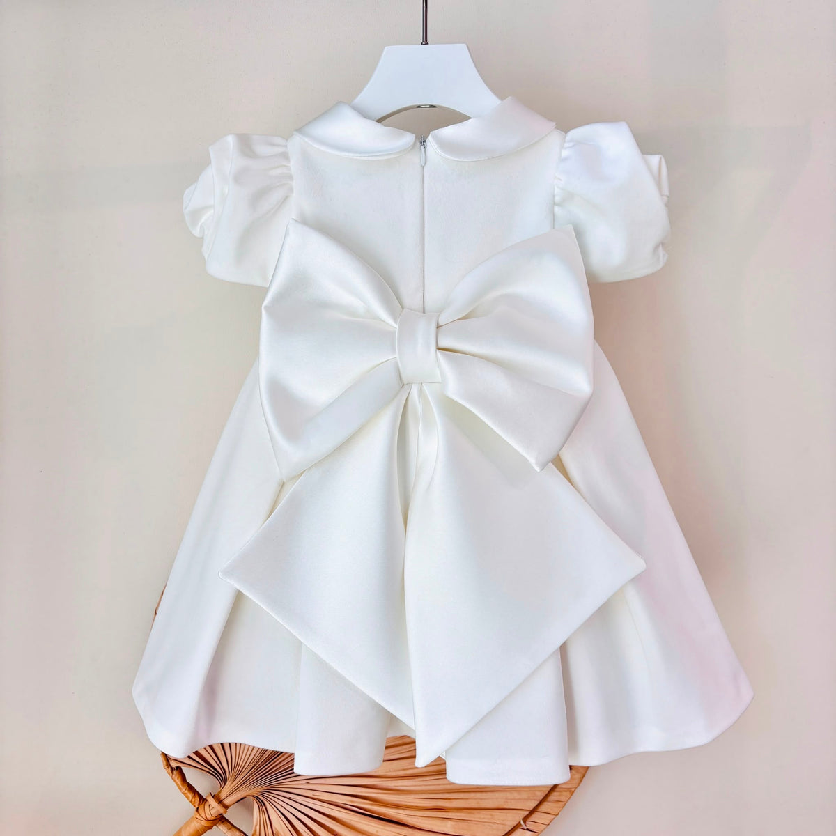 Vestito Cerimoniale Velluto con Fiori Bianco Isabel - Noi da piccoli