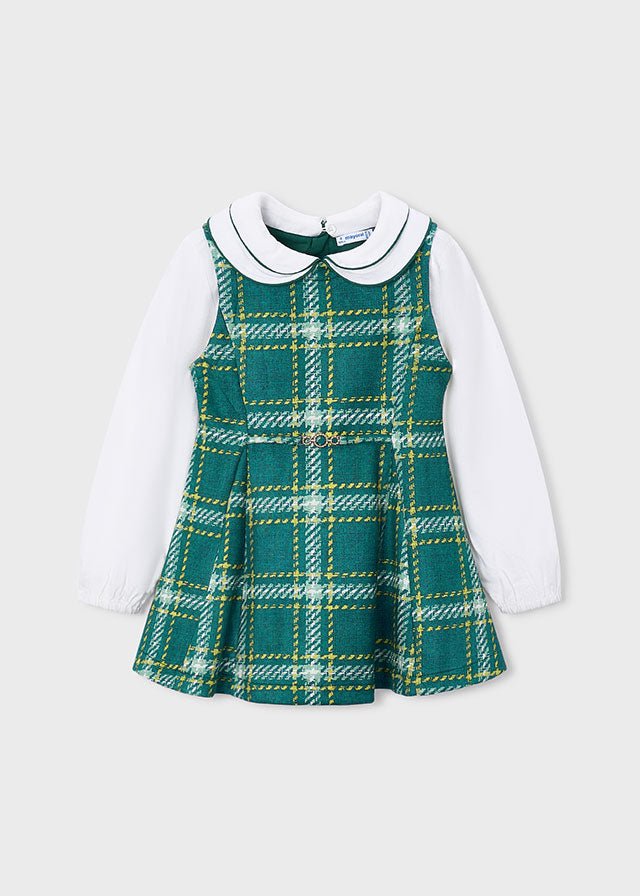 VESTITO CON FANTASIA TARTAN VERDE IN COTONE CALDO - Noi da piccoli
