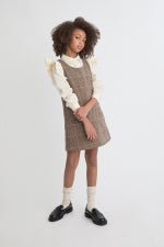 vestito IN COTONE CALDO CON FANTASIA A QUADRI BEIGE - Noi da piccoli