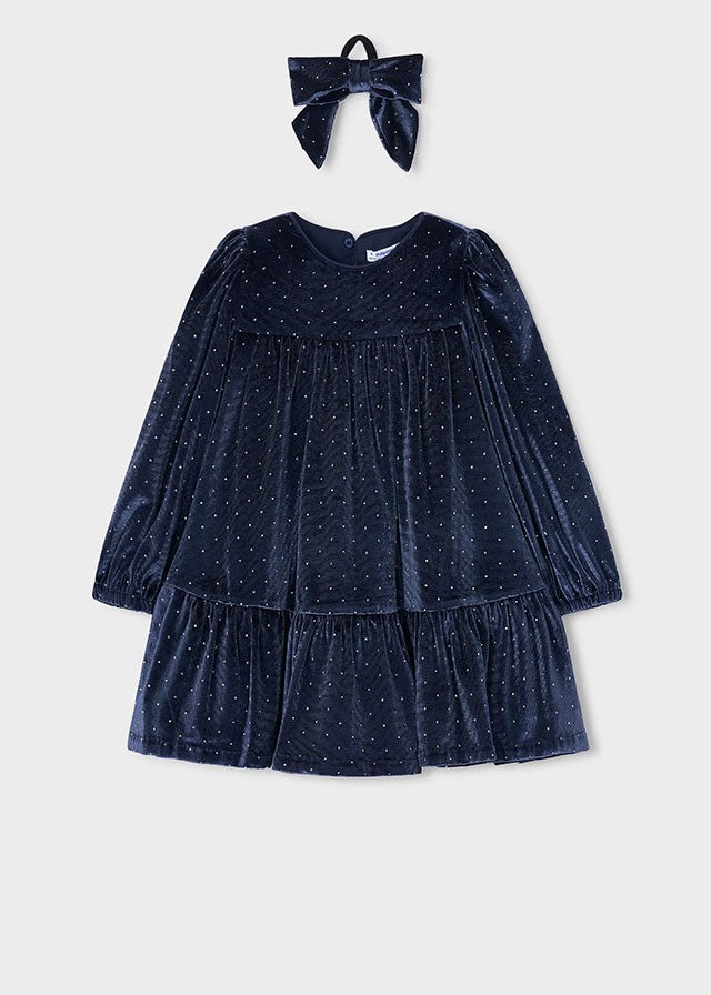 Vestito in Velluto Blu Mayoral