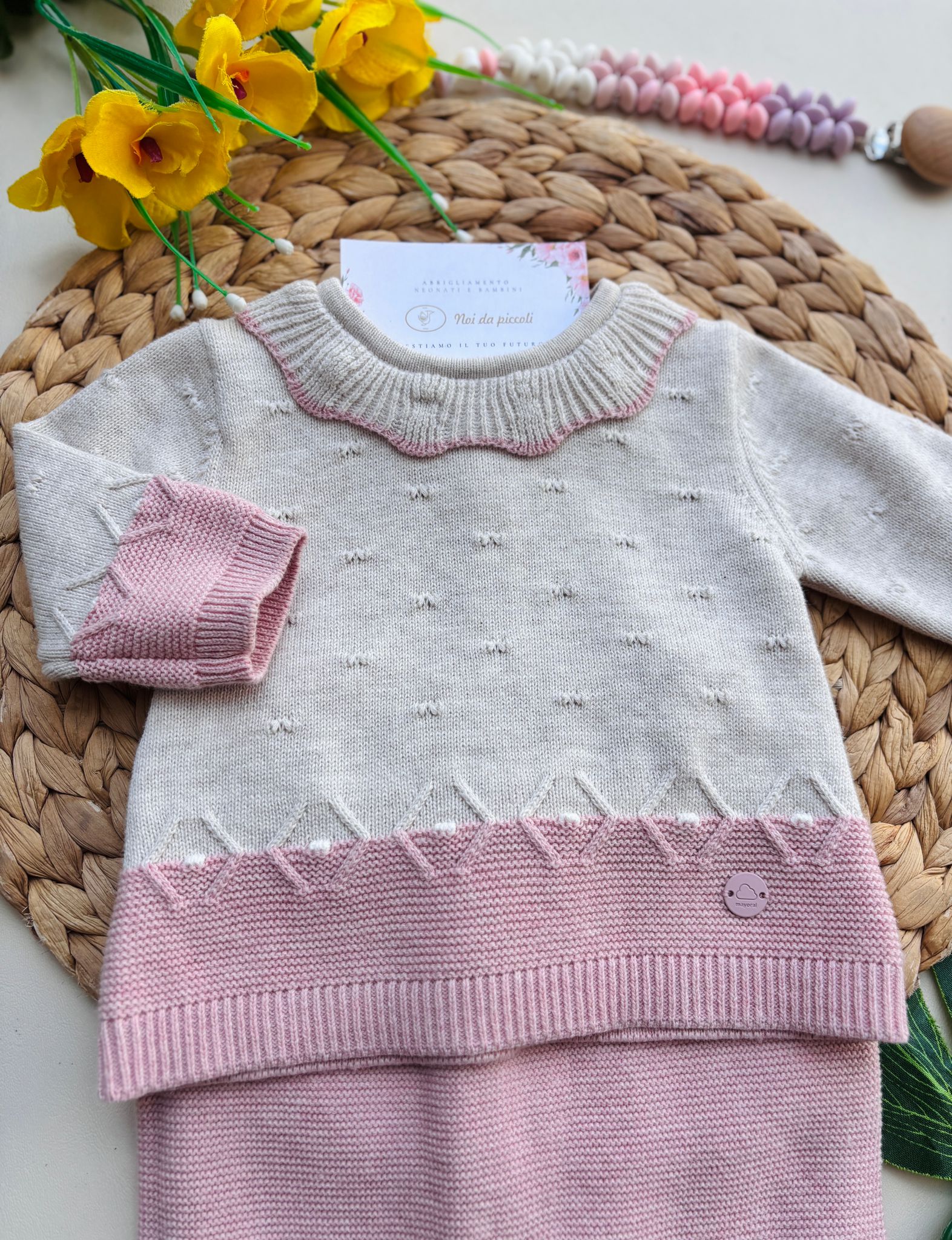 COMPLETO 3 PZ IN FILATO CALDO ROSA