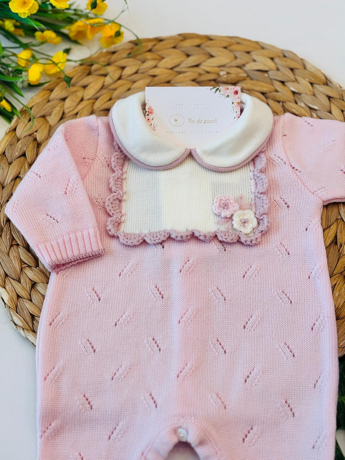 TUTINA CON PARURE 100% LANA ROSA