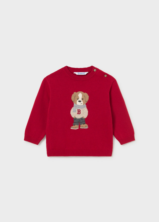MAGLIA IN FILATO CALDO ROSSO CON CAGNOLINO