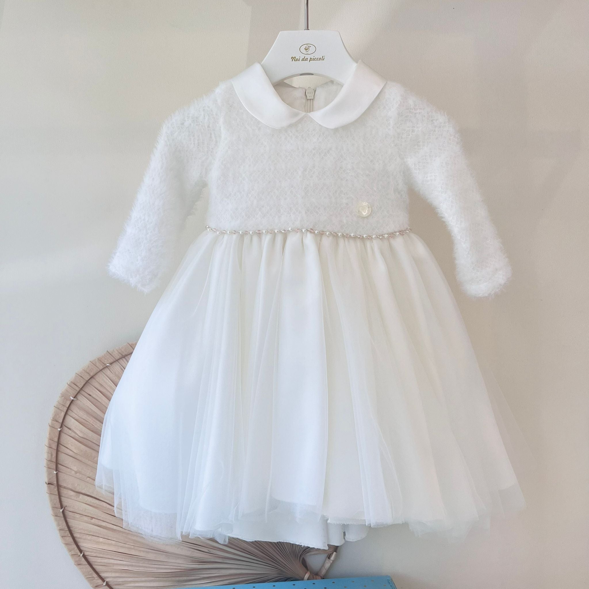 ABITO CON FASCIA PERLINE BIANCO
