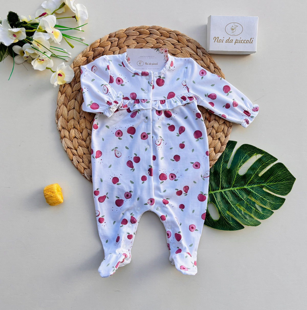 Tutina Antipnico con Mele Cotone Bianco Rosa Mayoral - dettaglio 2