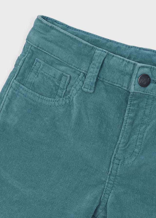 PANTALONE A COSTINE IN VELLUTO VERDE ACQUA