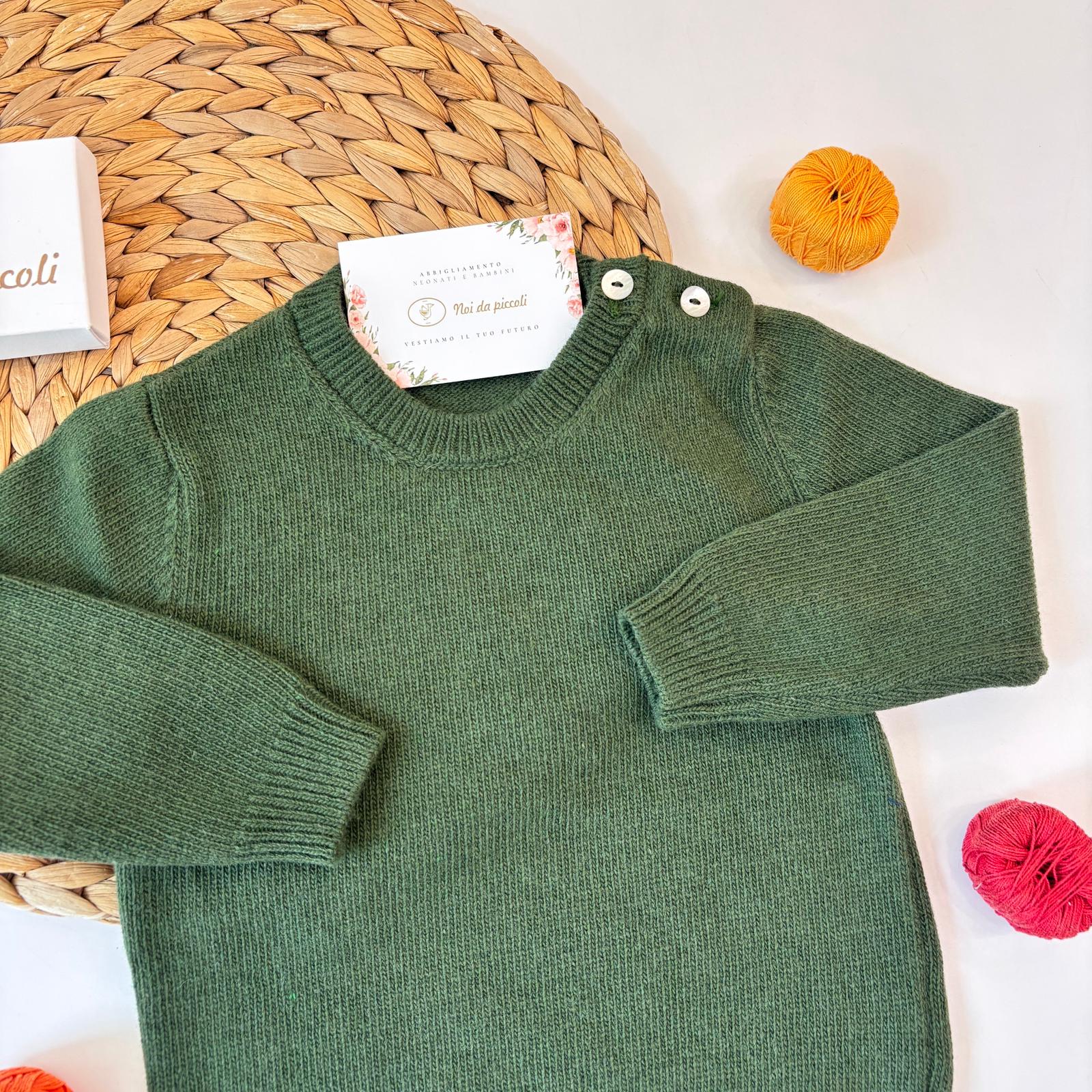MAGLIONE IN MISTO CACHEMIRE VERDE