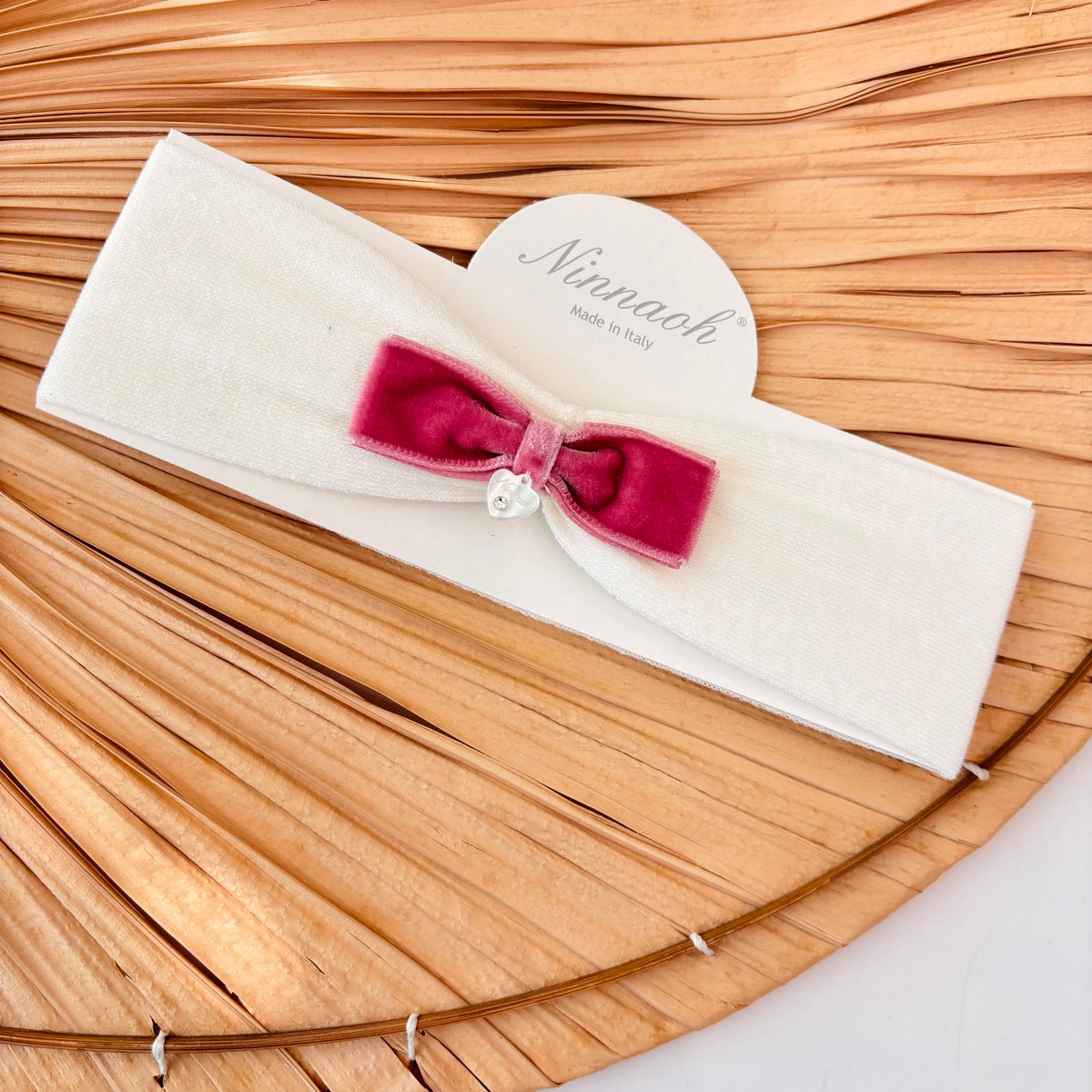 Fascia Fiocco in Velluto Piccino Panna Ninnaoh
