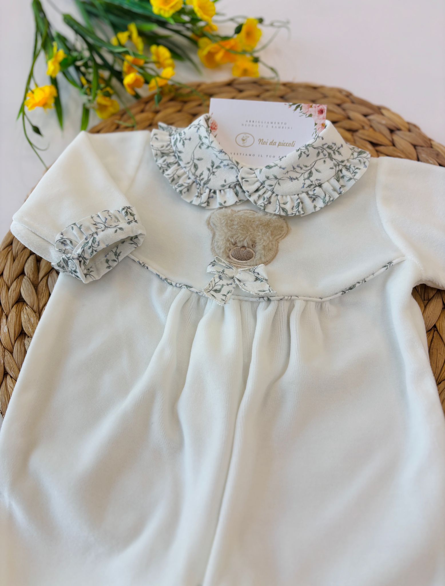 TUTINA CINIGLIA BIANCO E FIORI ORSETTO