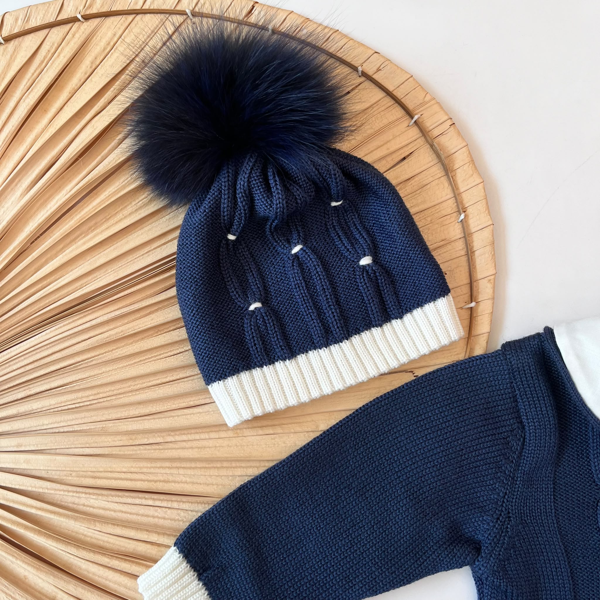 TUTINA CON PARURE 100% PURA LANA MERINO EXTRAFINE BLU